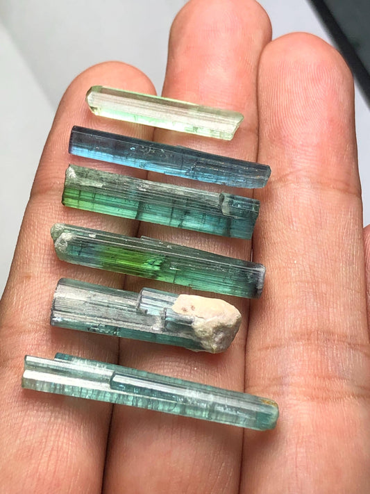 Blue Green Tourmaline Crystals 43 ct - Collector Mineral Specimen