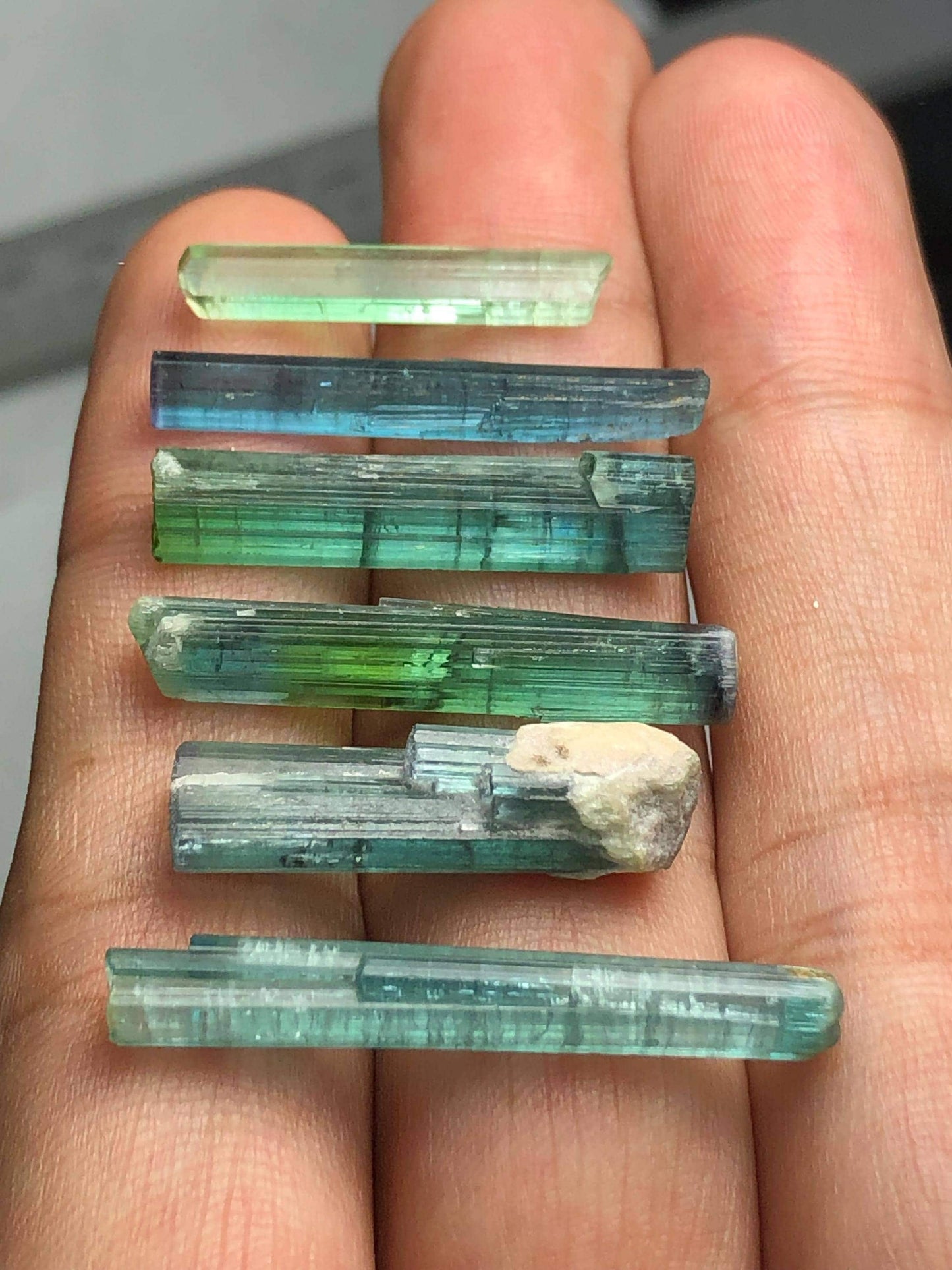 Blue Green Tourmaline Crystals 43 ct - Collector Mineral Specimen