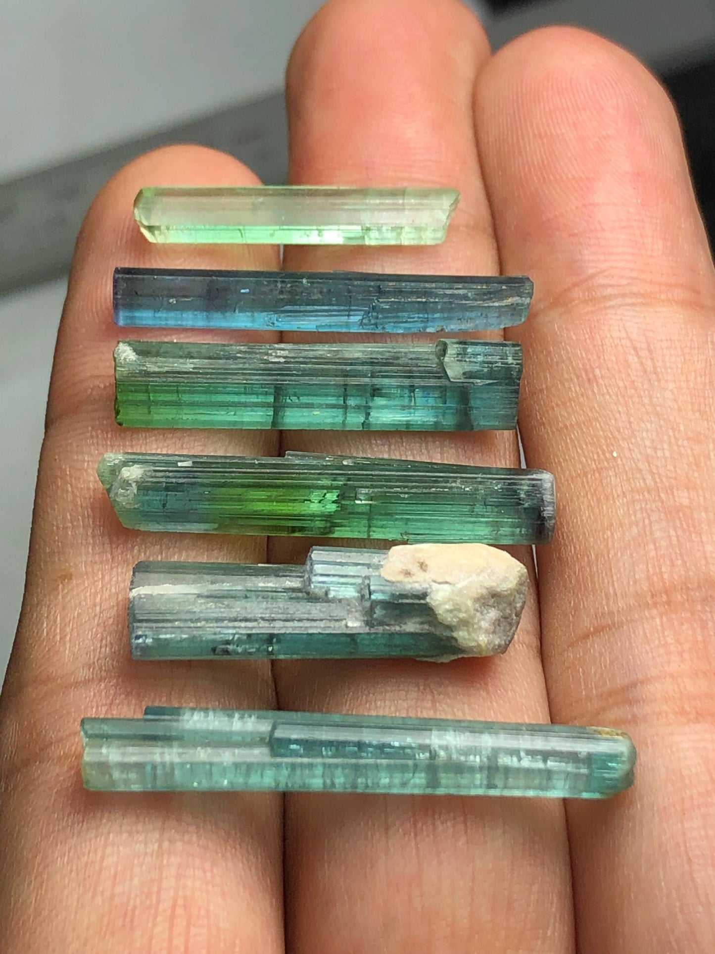 Blue Green Tourmaline Crystals 43 ct - Collector Mineral Specimen