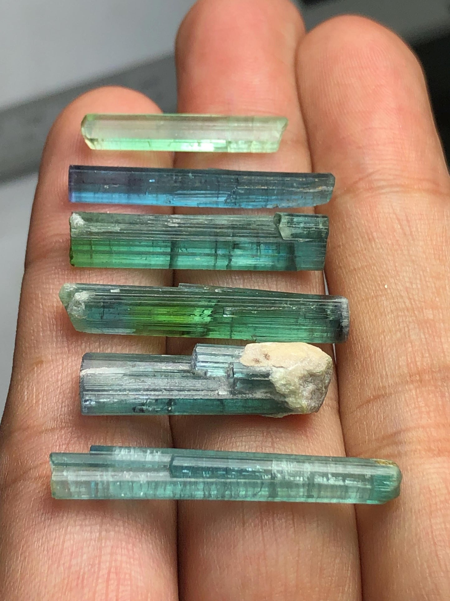 Blue Green Tourmaline Crystals 43 ct - Collector Mineral Specimen