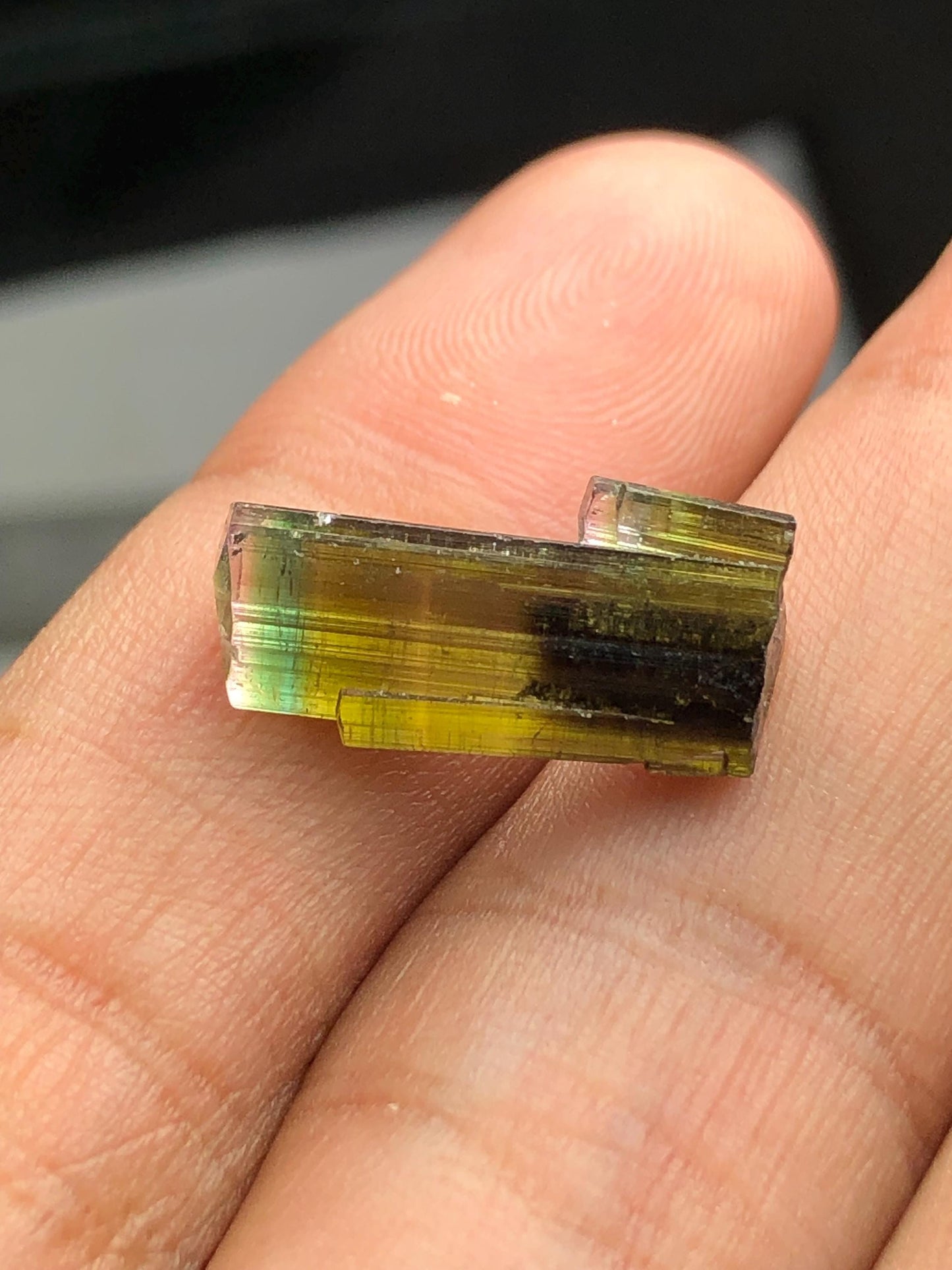 Tri Colour Tourmaline Crystal 8 ct - Collector Mineral Specimen