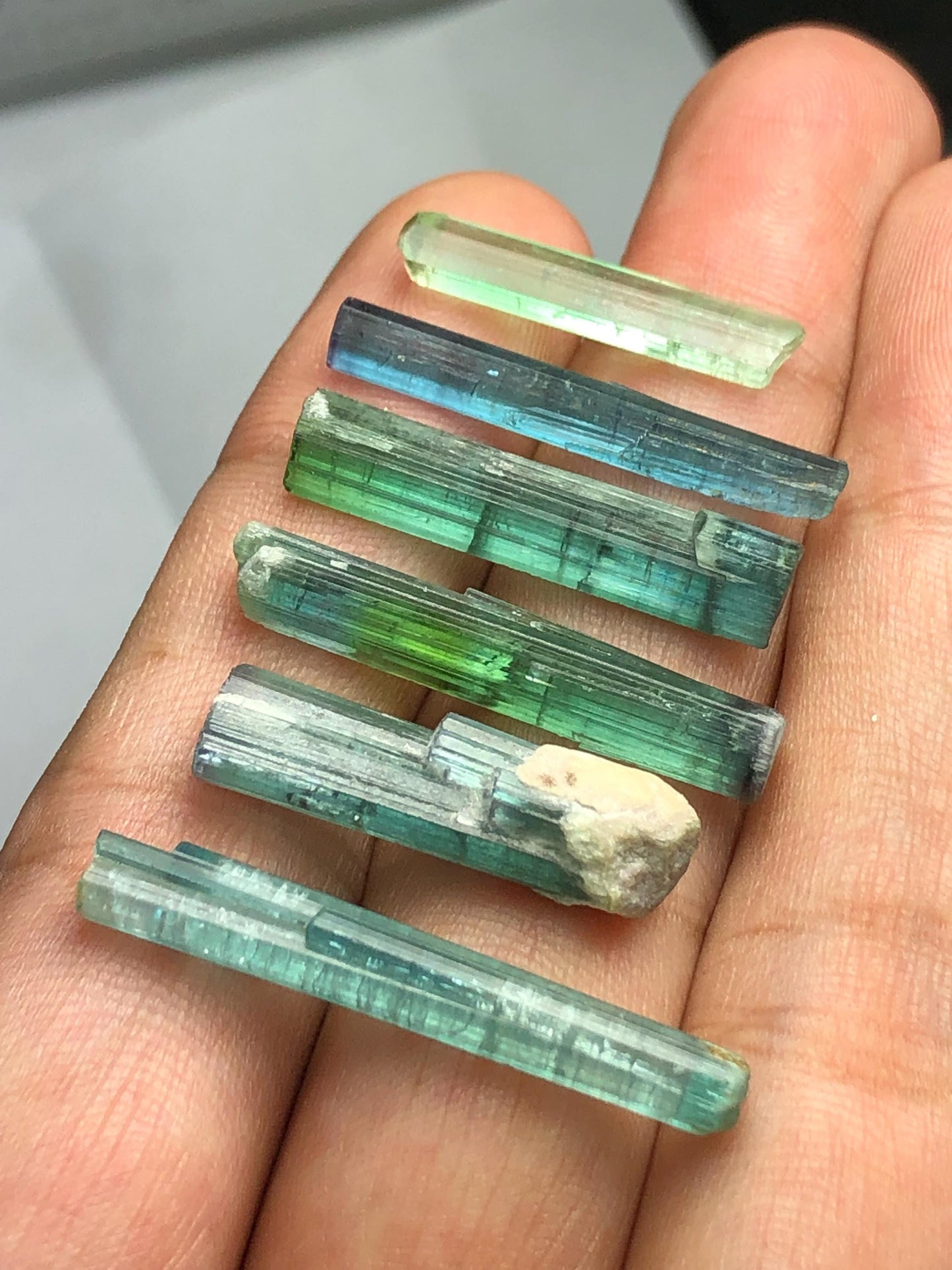 Blue Green Tourmaline Crystals 43 ct - Collector Mineral Specimen