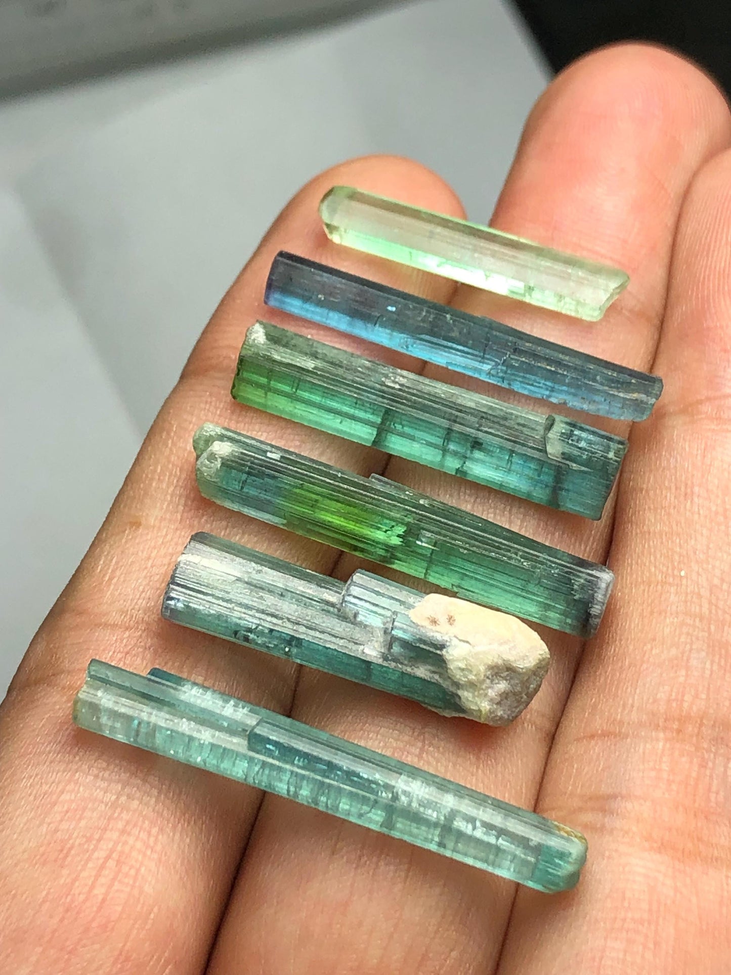 Blue Green Tourmaline Crystals 43 ct - Collector Mineral Specimen