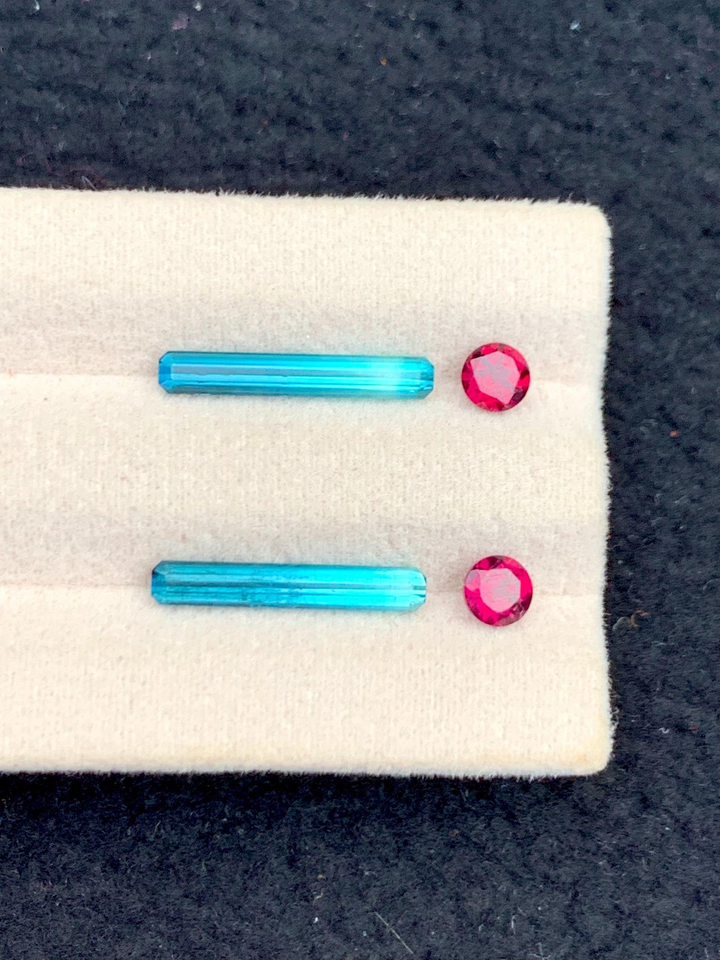 Blue Green Tourmaline Garnet Pair 2.35 ct - Earrings Matching Stones
