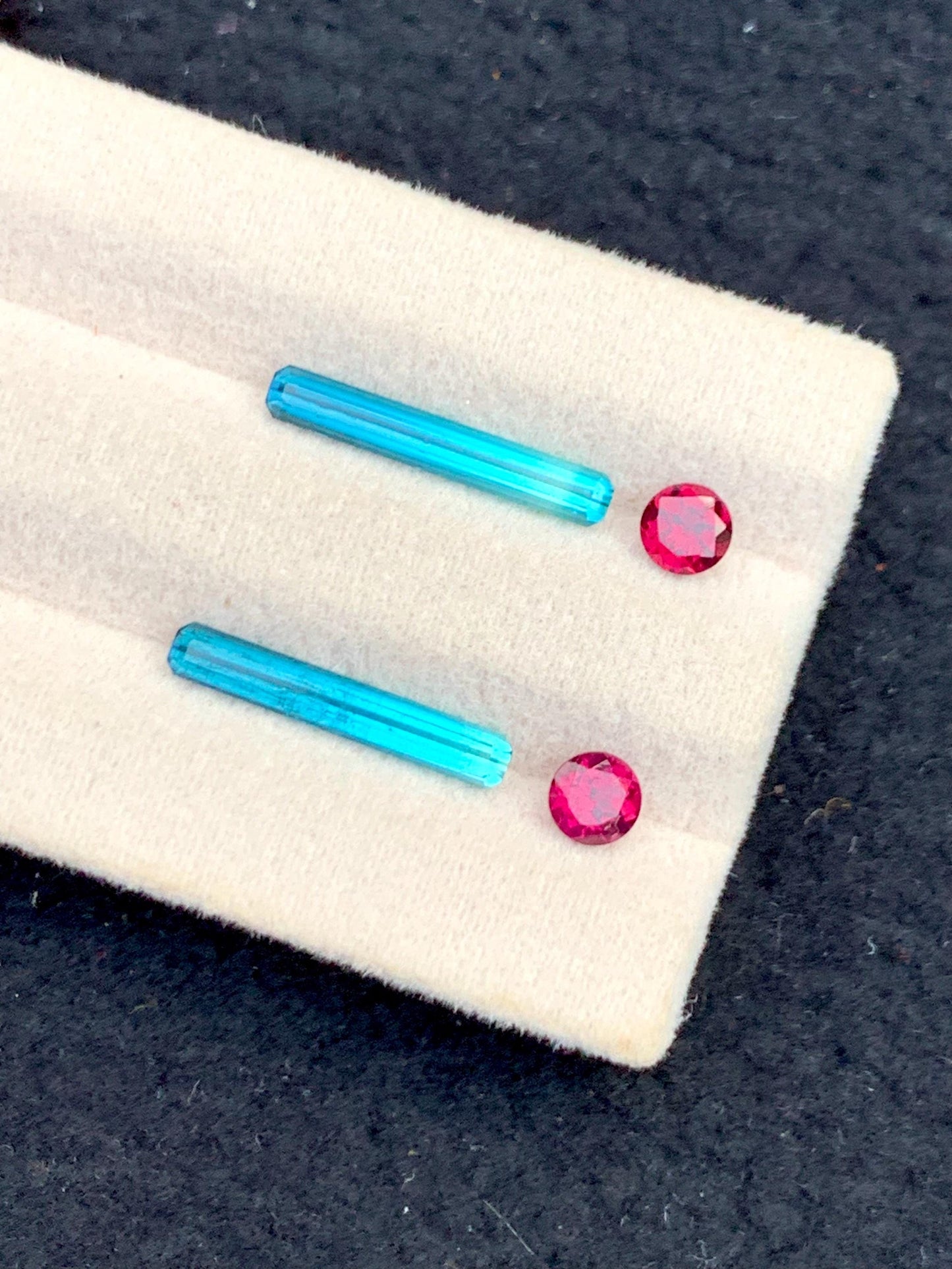 Blue Green Tourmaline Garnet Pair 2.35 ct - Earrings Matching Stones