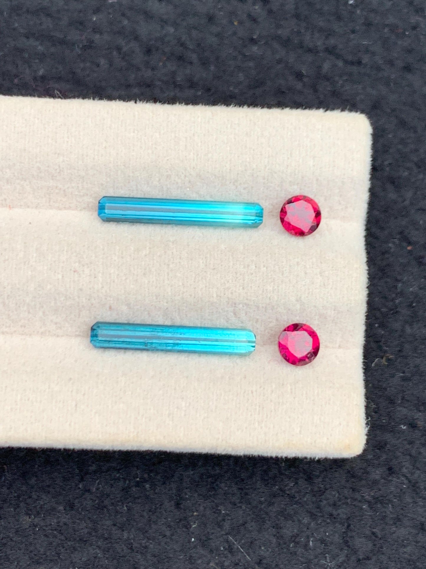 Blue Green Tourmaline Garnet Pair 2.35 ct - Earrings Matching Stones