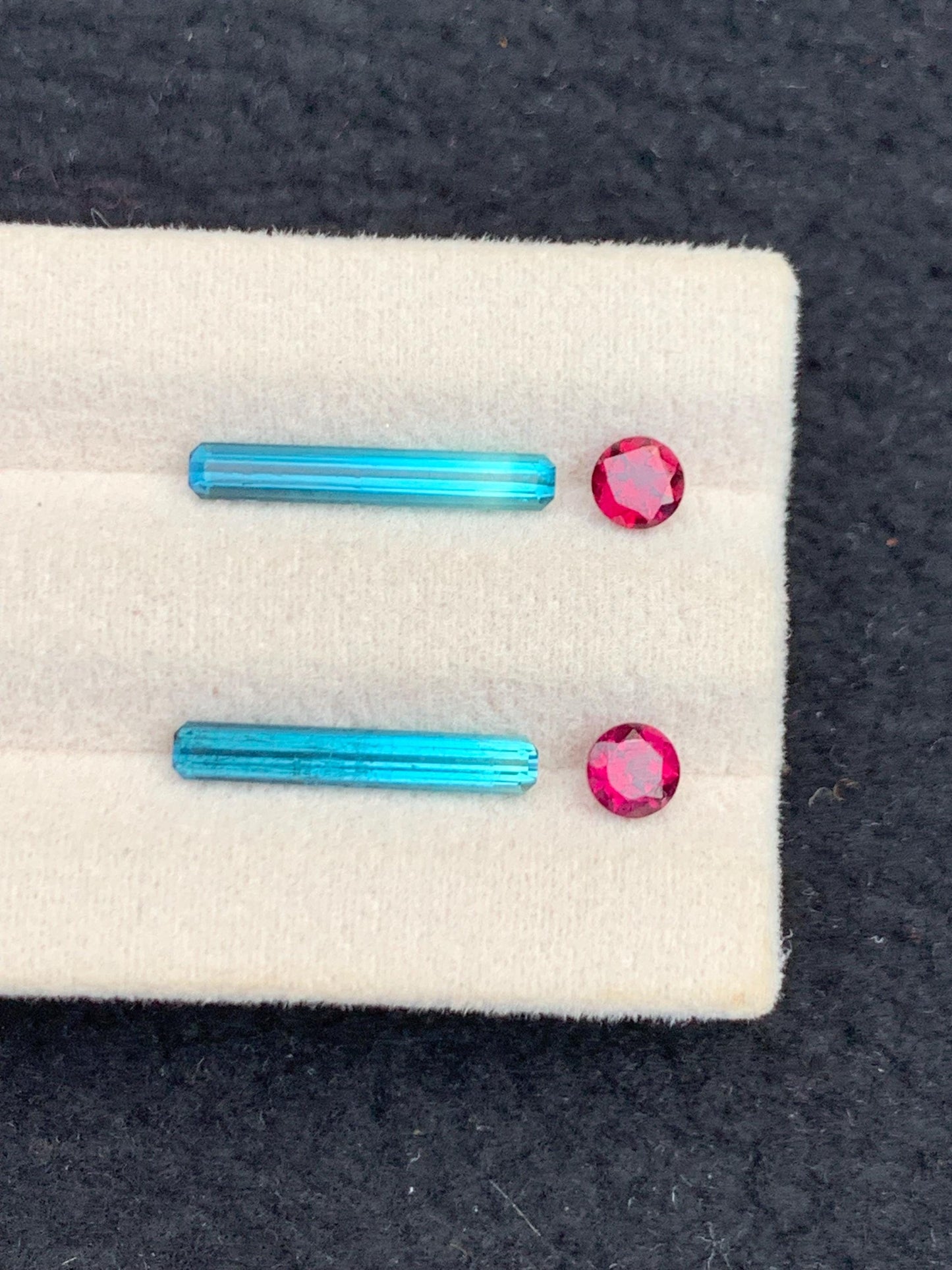 Blue Green Tourmaline Garnet Pair 2.35 ct - Earrings Matching Stones