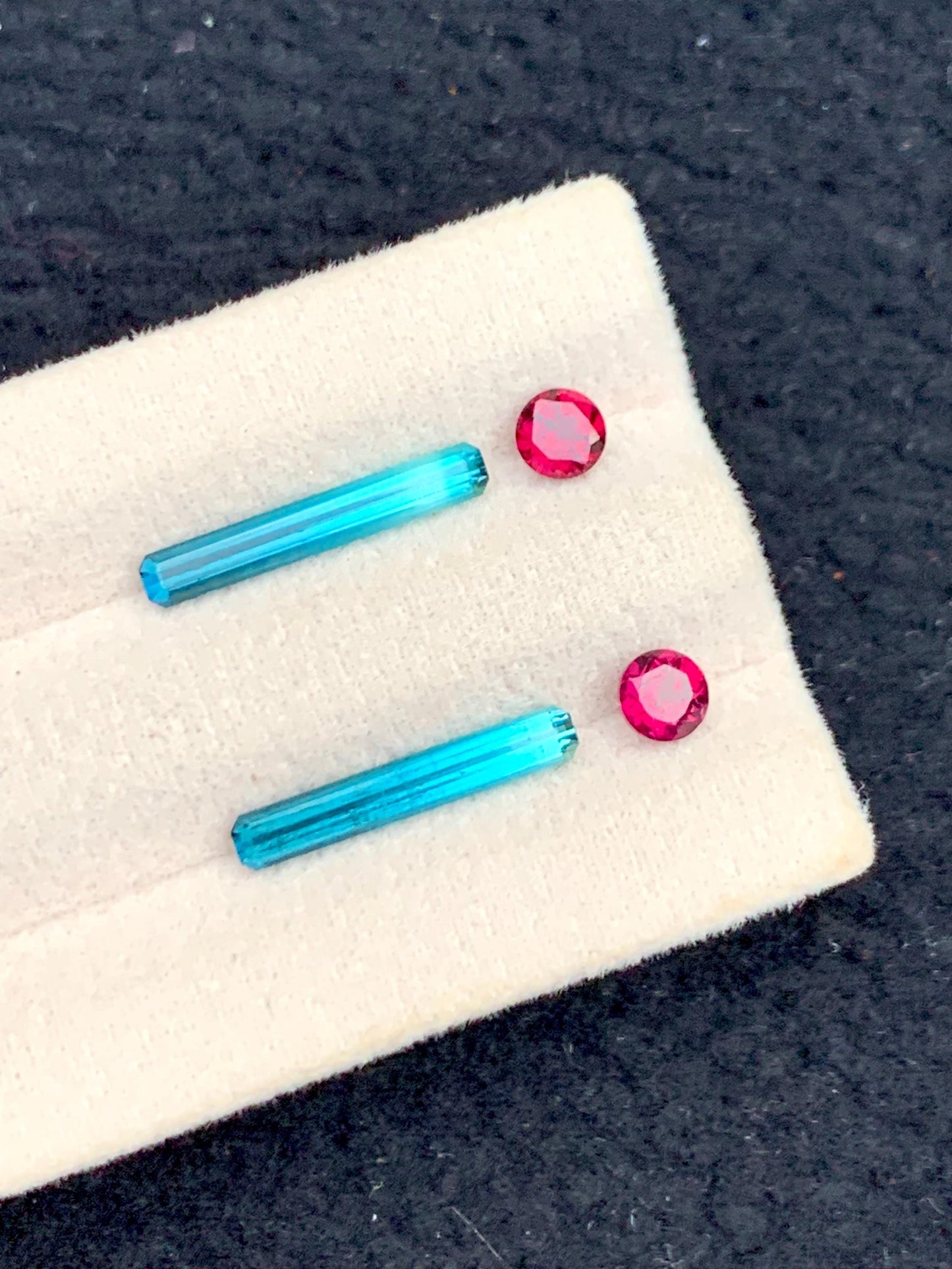 Blue Green Tourmaline Garnet Pair 2.35 ct - Earrings Matching Stones