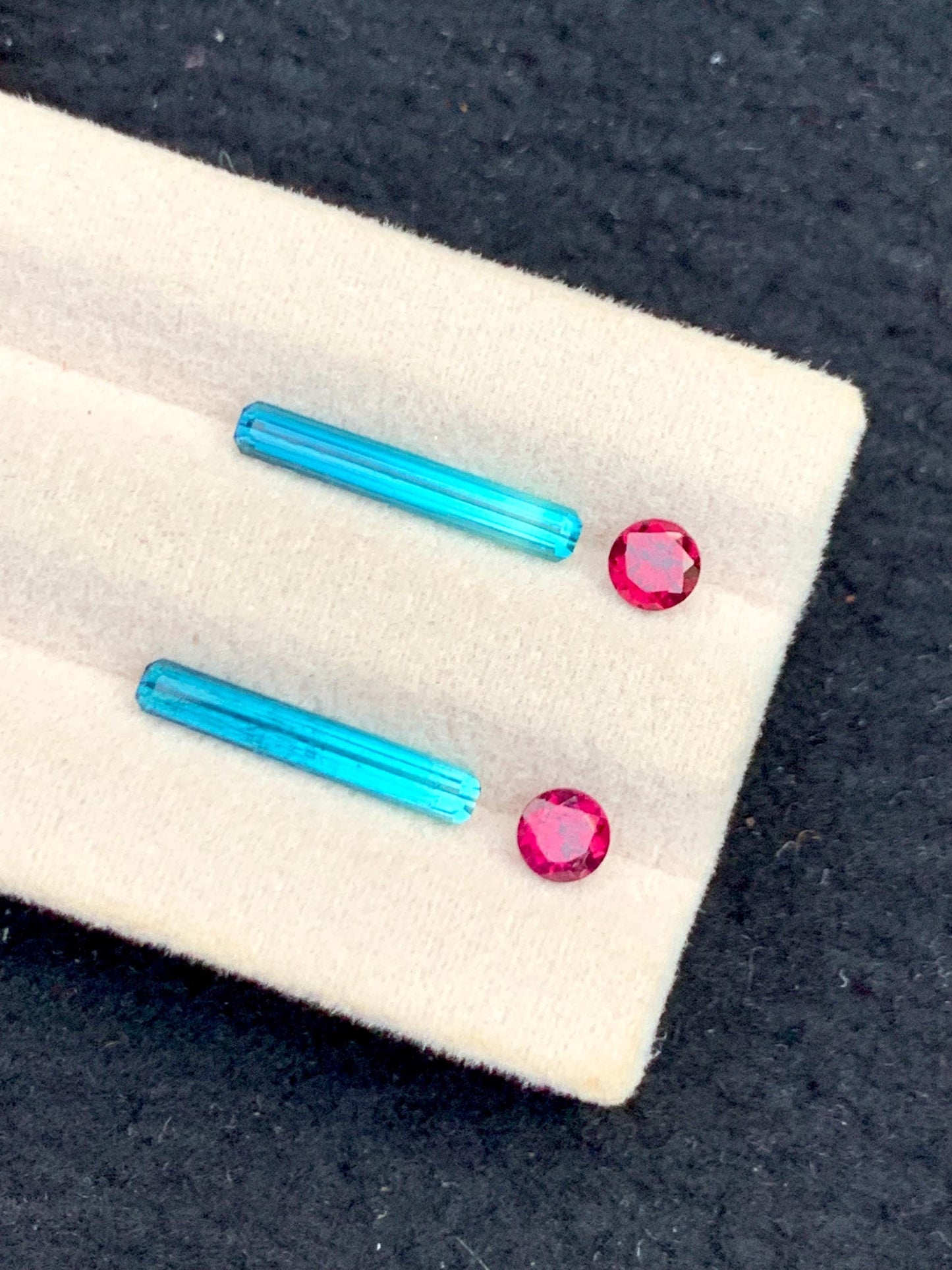 Blue Green Tourmaline Garnet Pair 2.35 ct - Earrings Matching Stones