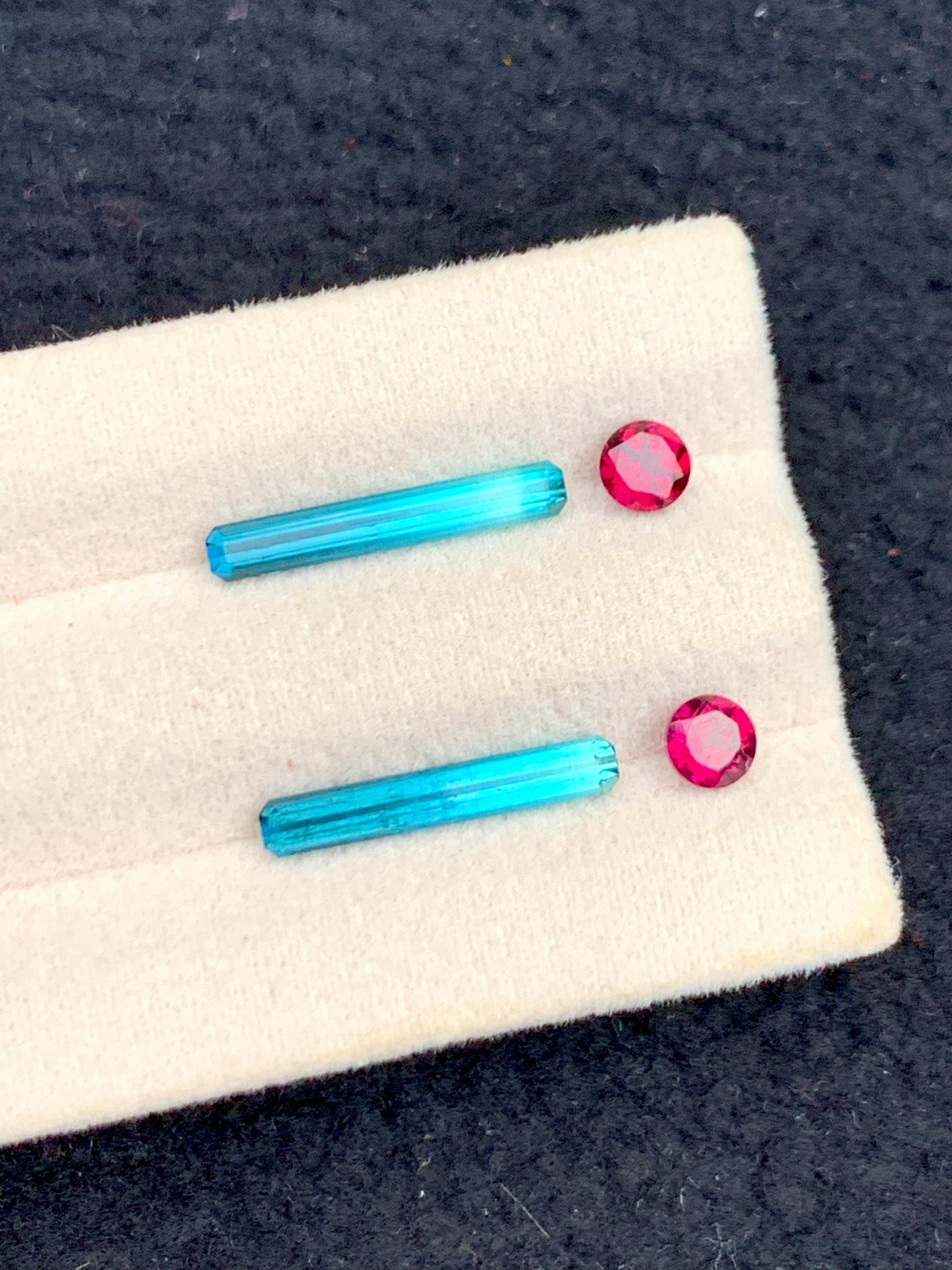 Blue Green Tourmaline Garnet Pair 2.35 ct - Earrings Matching Stones