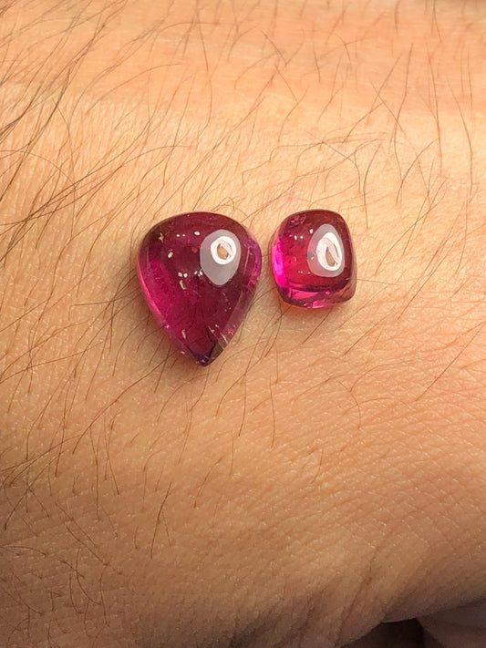 Pomegranate Red Tourmaline Cabochons 7.55 ct - Earrings Jewelry Design