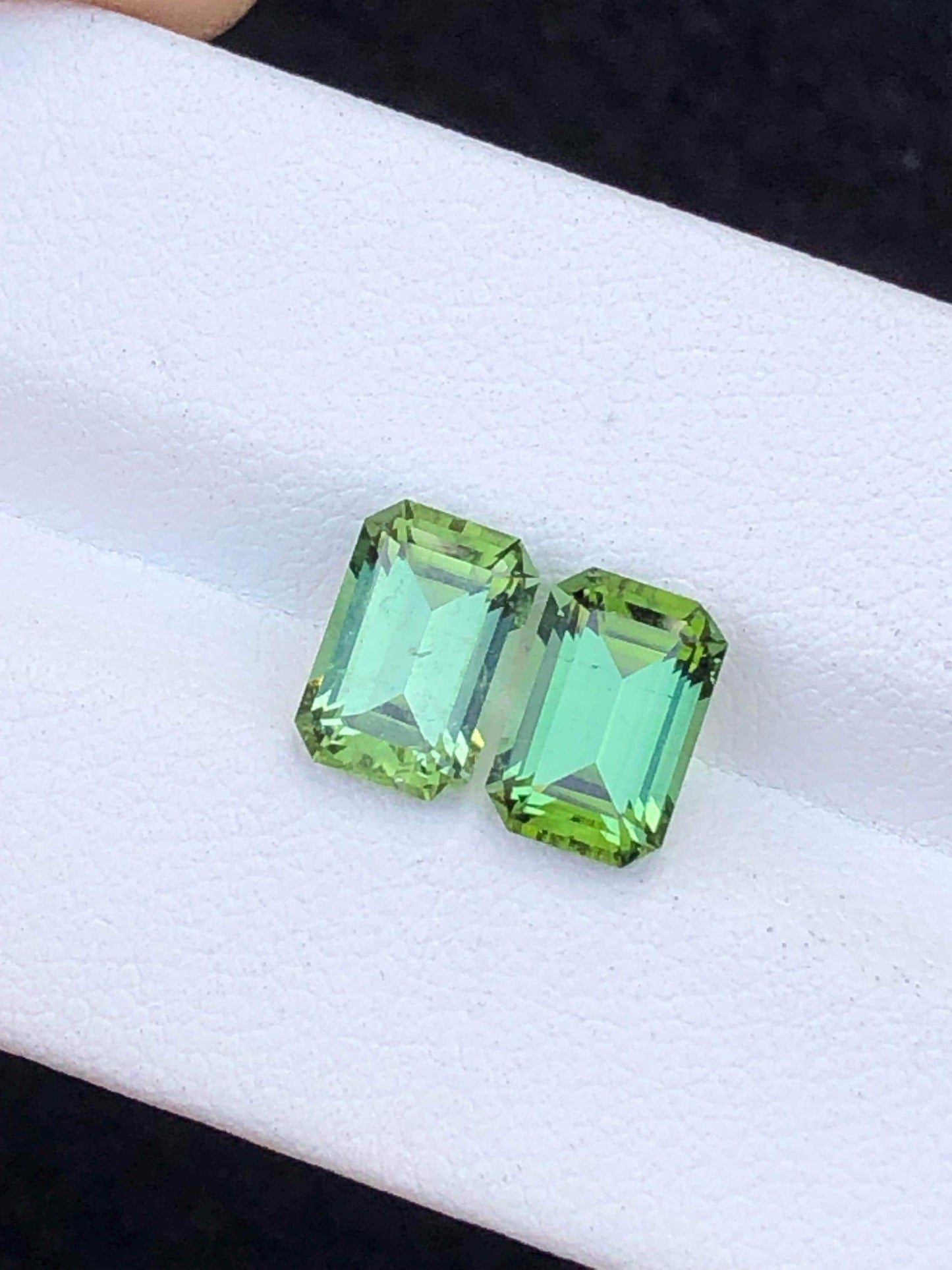 Green Tourmaline Faceted Pair 4 ct - Earrings Matching Stones
