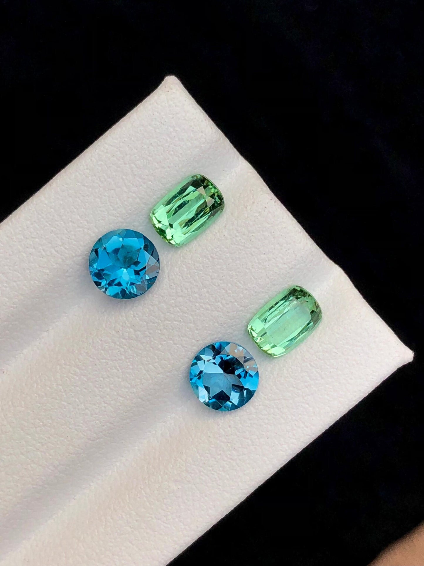 Green Tourmaline London Blue Topaz Pair 3.80 ct - Earrings Jewelry Stones