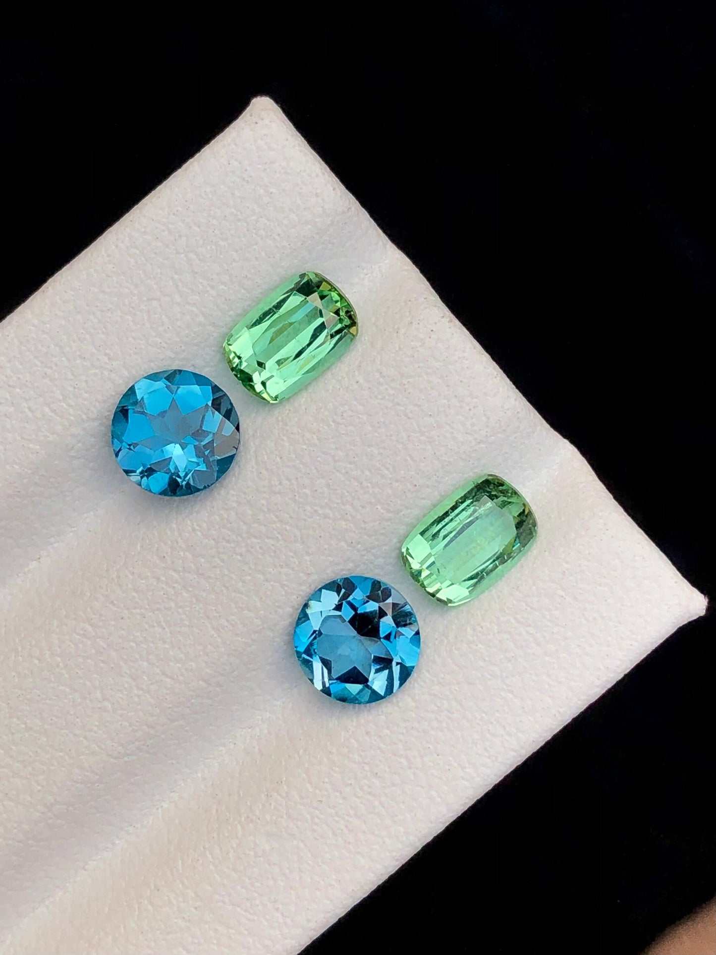 Green Tourmaline London Blue Topaz Pair 3.80 ct - Earrings Jewelry Stones