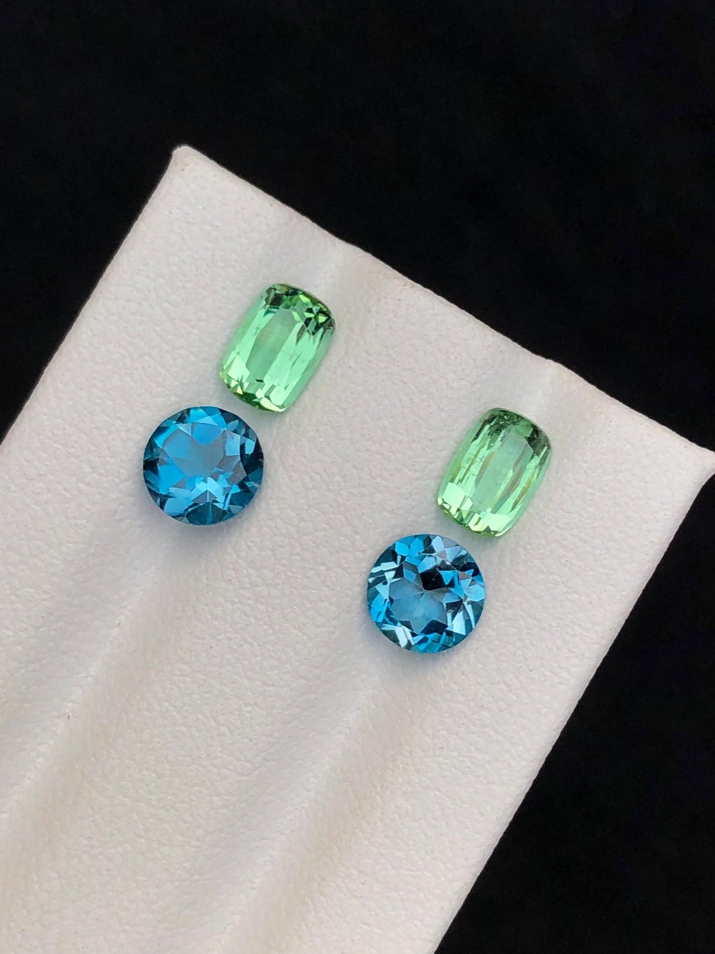 Green Tourmaline London Blue Topaz Pair 3.80 ct - Earrings Jewelry Stones