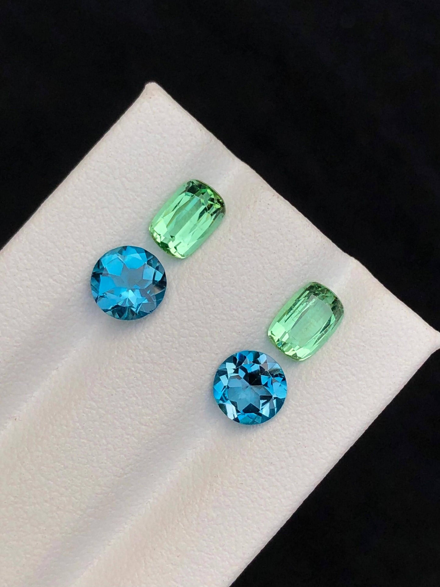 Green Tourmaline London Blue Topaz Pair 3.80 ct - Earrings Jewelry Stones