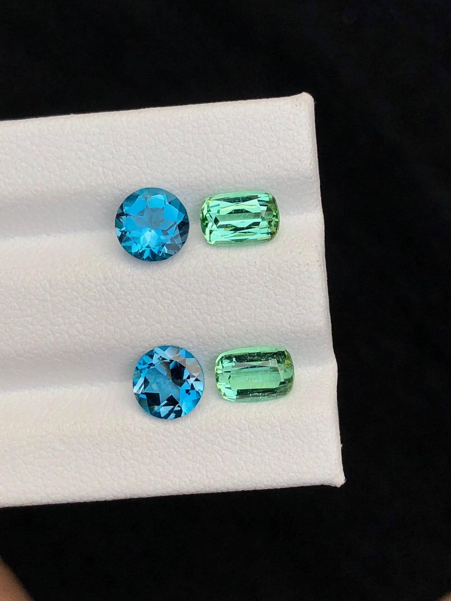 Green Tourmaline London Blue Topaz Pair 3.80 ct - Earrings Jewelry Stones