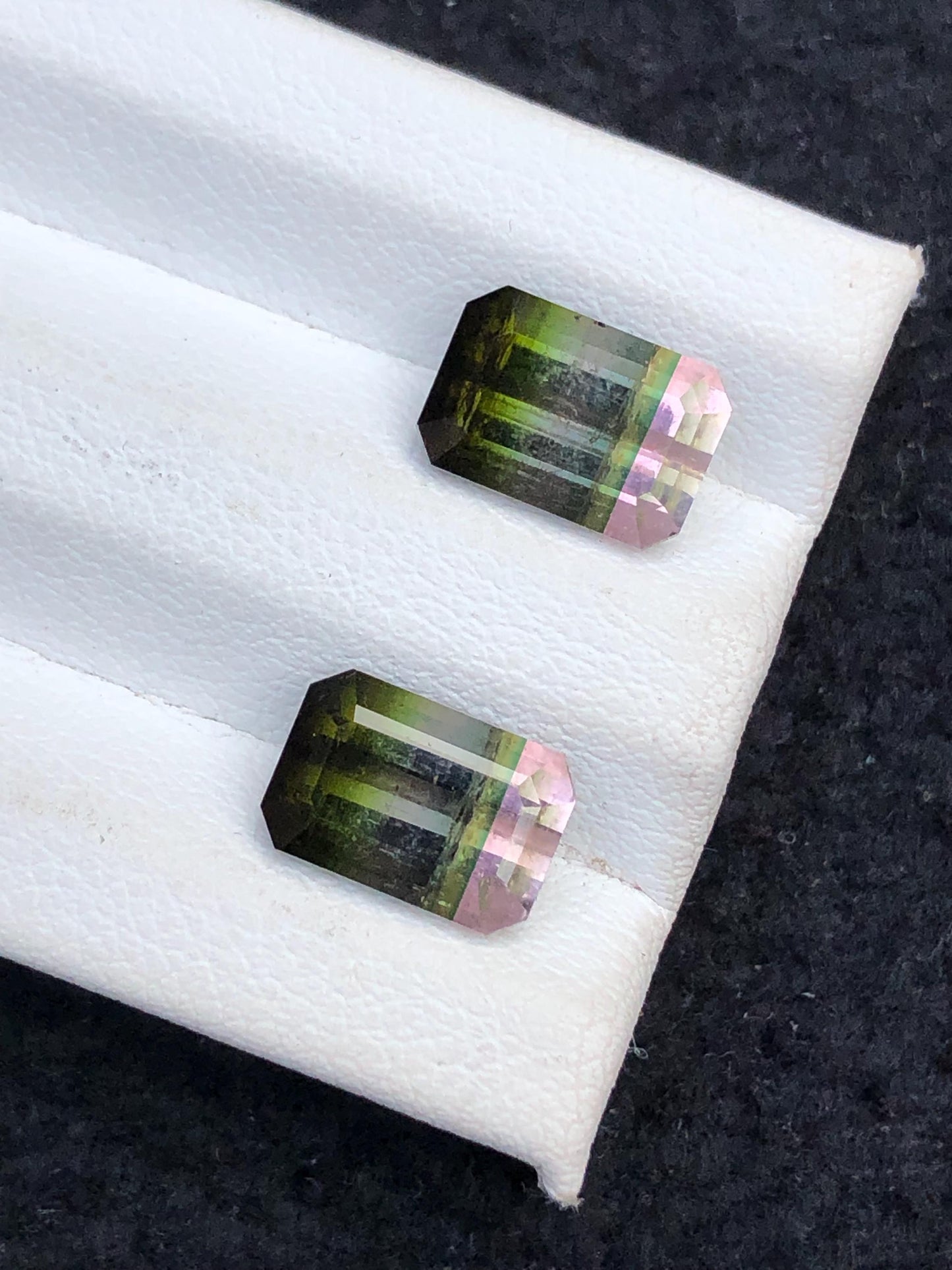 Tri Colour Tourmaline Faceted 5.70 ct - Matching Earrings Pair