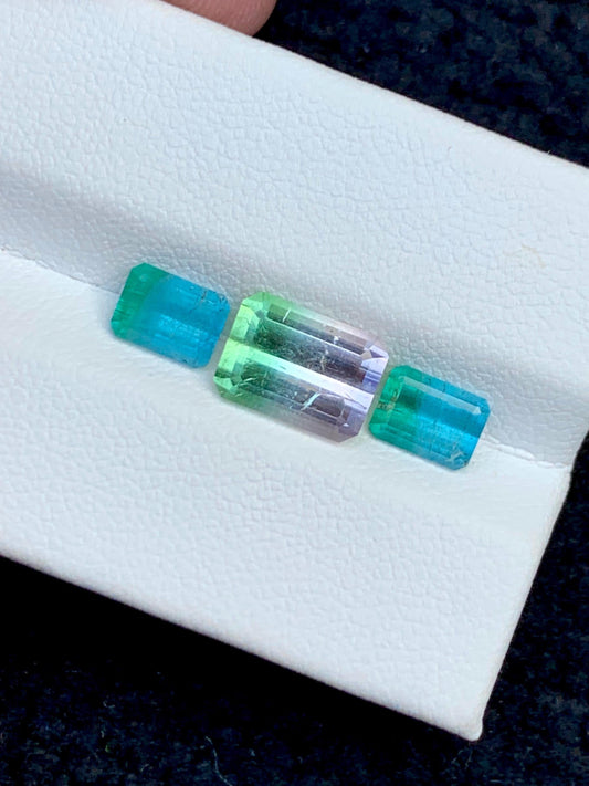 Watermelon Tourmaline Faceted Pair 4.40 ct - Matching Jewelry Stones