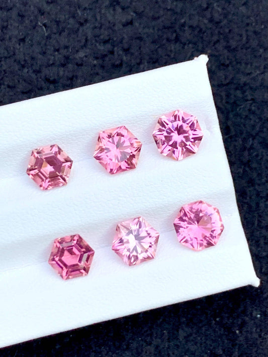 Pink Tourmaline Faceted Pair 6.20 ct - Hexagon Cut Stones