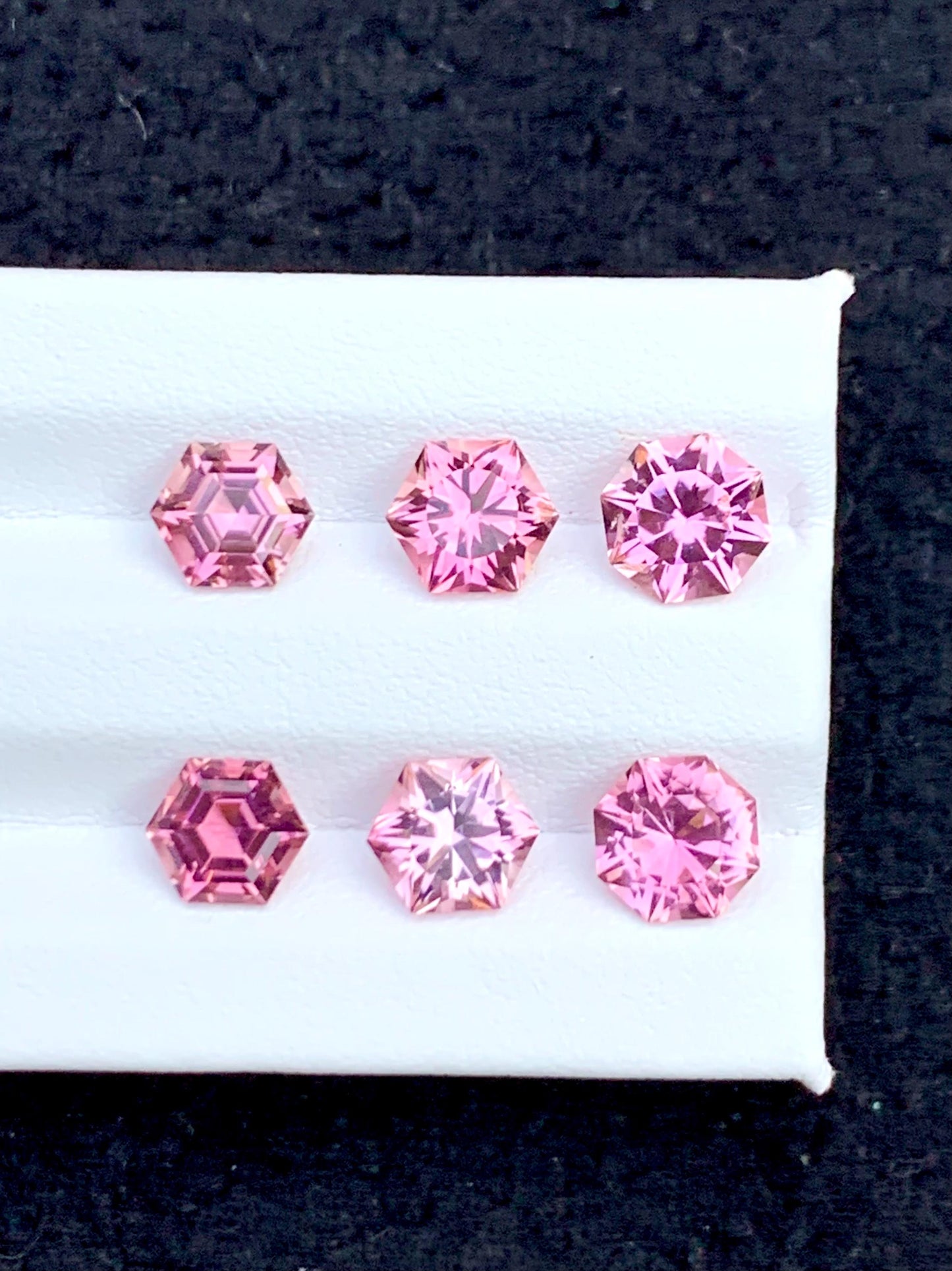 Pink Tourmaline Faceted Pair 6.20 ct - Hexagon Cut Stones