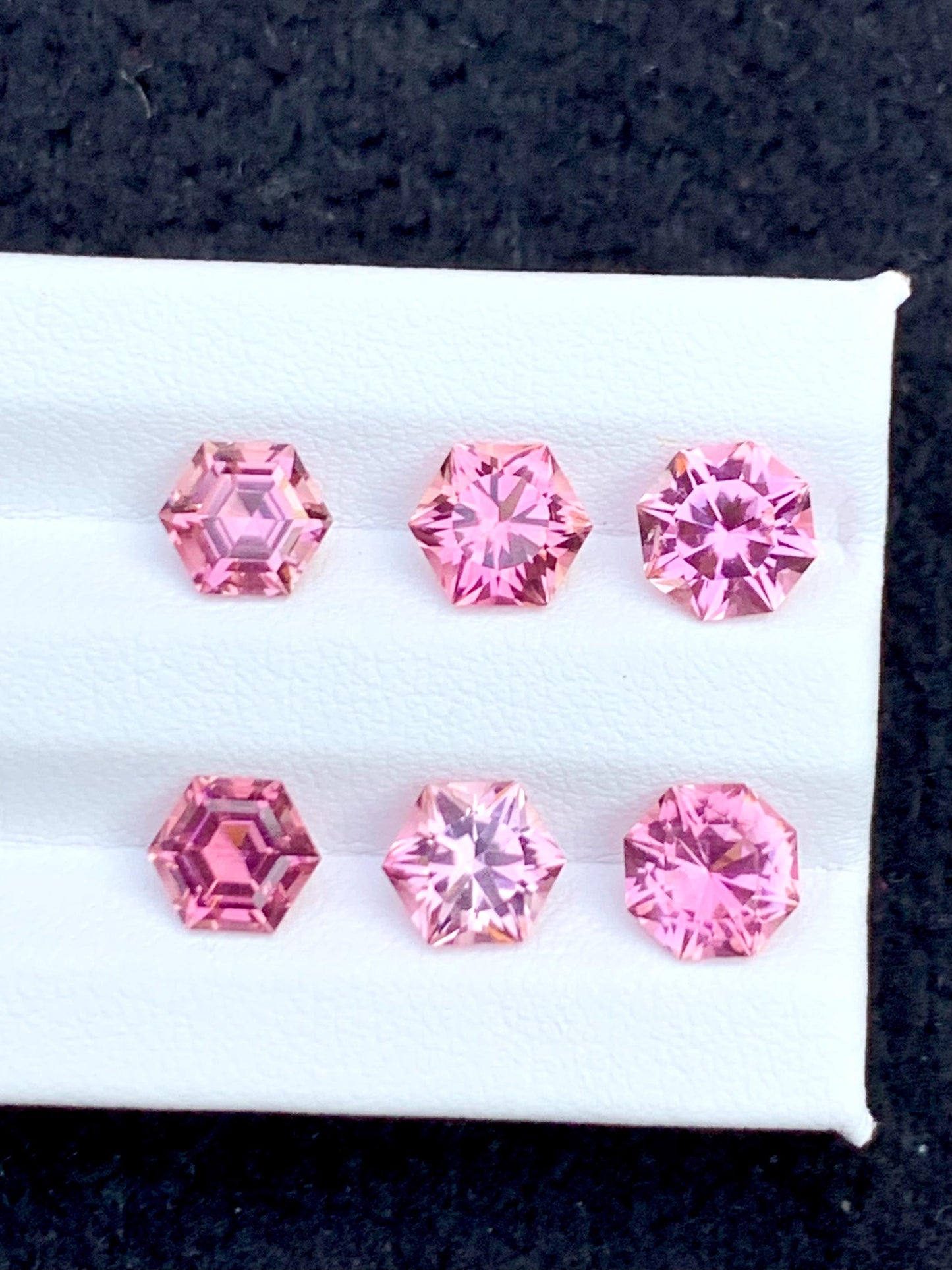 Pink Tourmaline Faceted Pair 6.20 ct - Hexagon Cut Stones