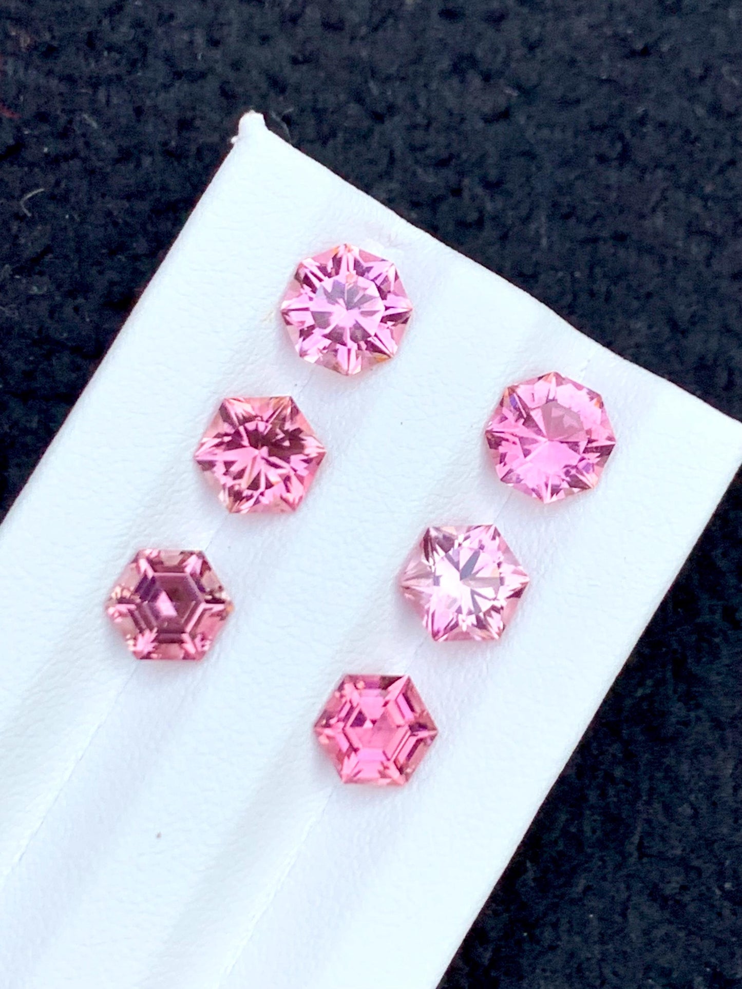 Pink Tourmaline Faceted Pair 6.20 ct - Hexagon Cut Stones