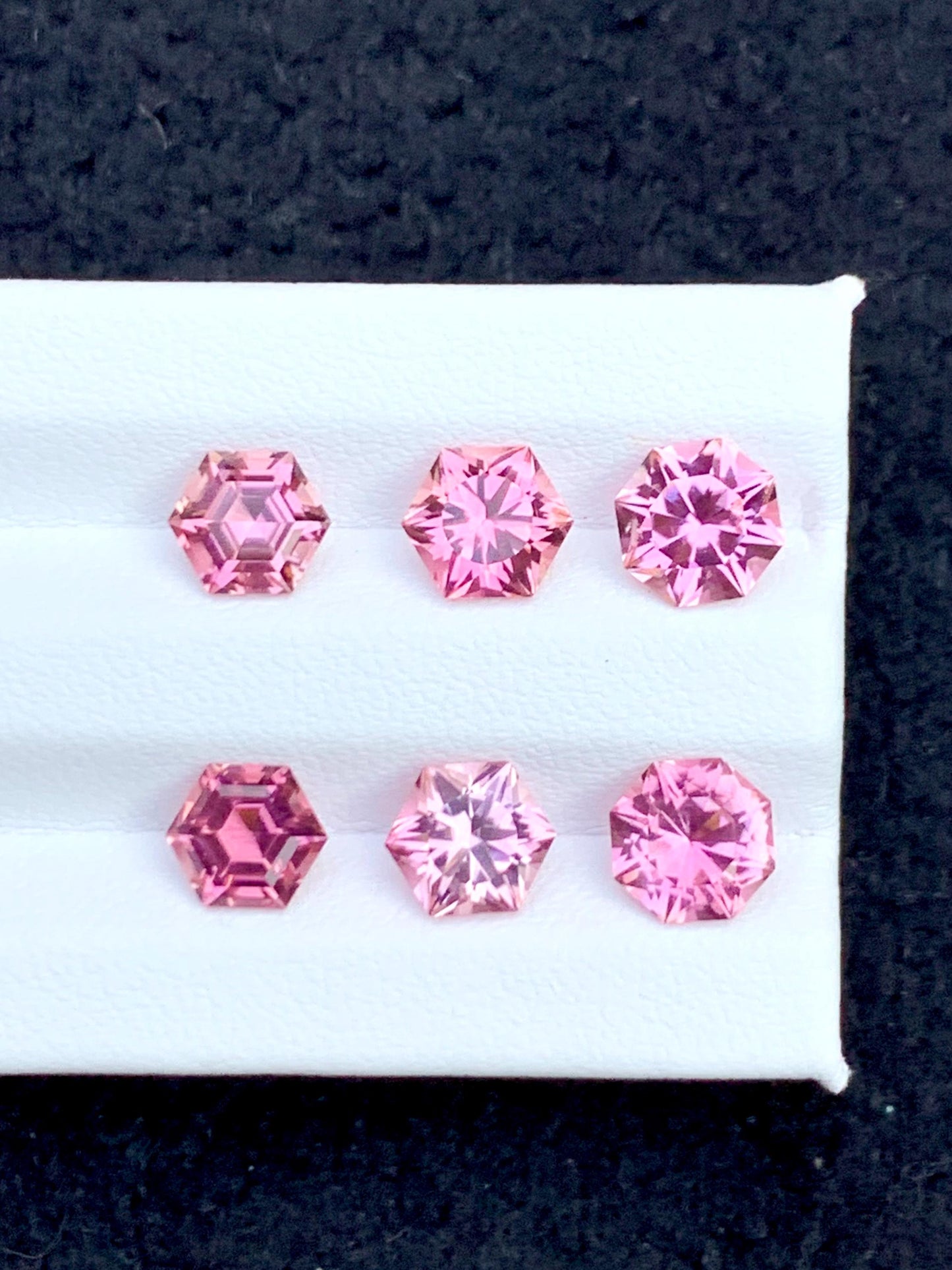 Pink Tourmaline Faceted Pair 6.20 ct - Hexagon Cut Stones