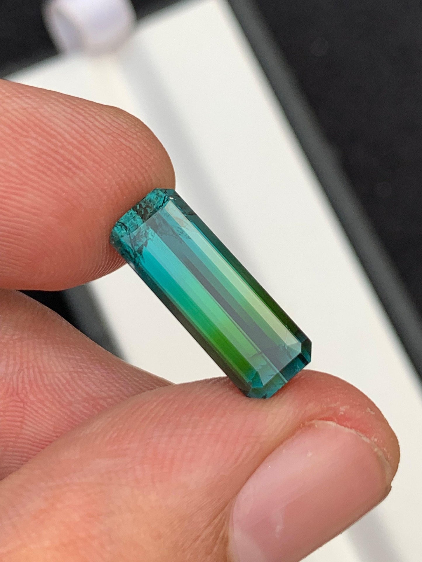 Tri Colour Tourmaline Faceted 4.15 ct - Elongated Cut Stone