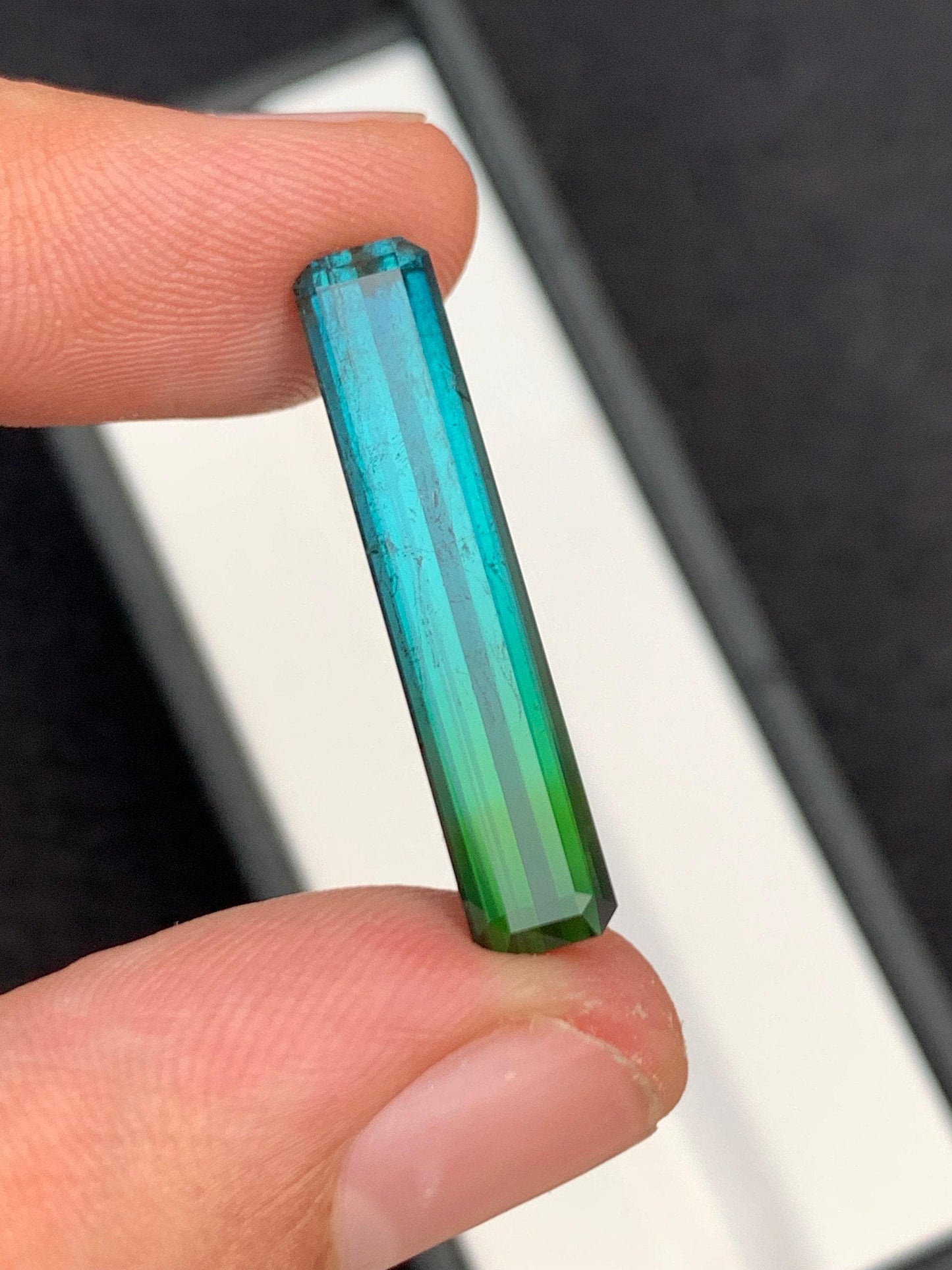 Bi Colour Tourmaline Faceted 8.45 ct - Long Cut Collector Stone