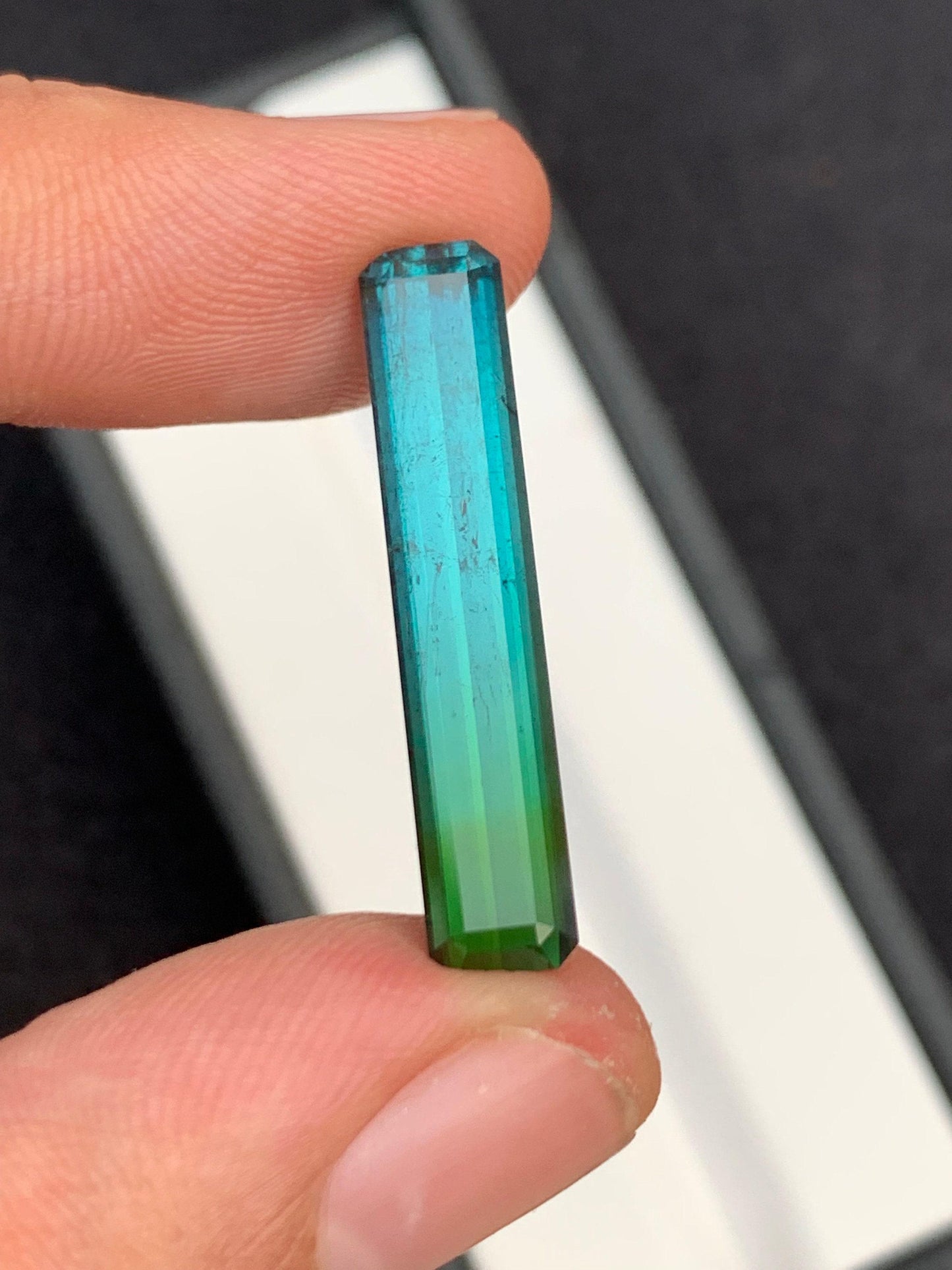 Bi Colour Tourmaline Faceted 8.45 ct - Long Cut Collector Stone