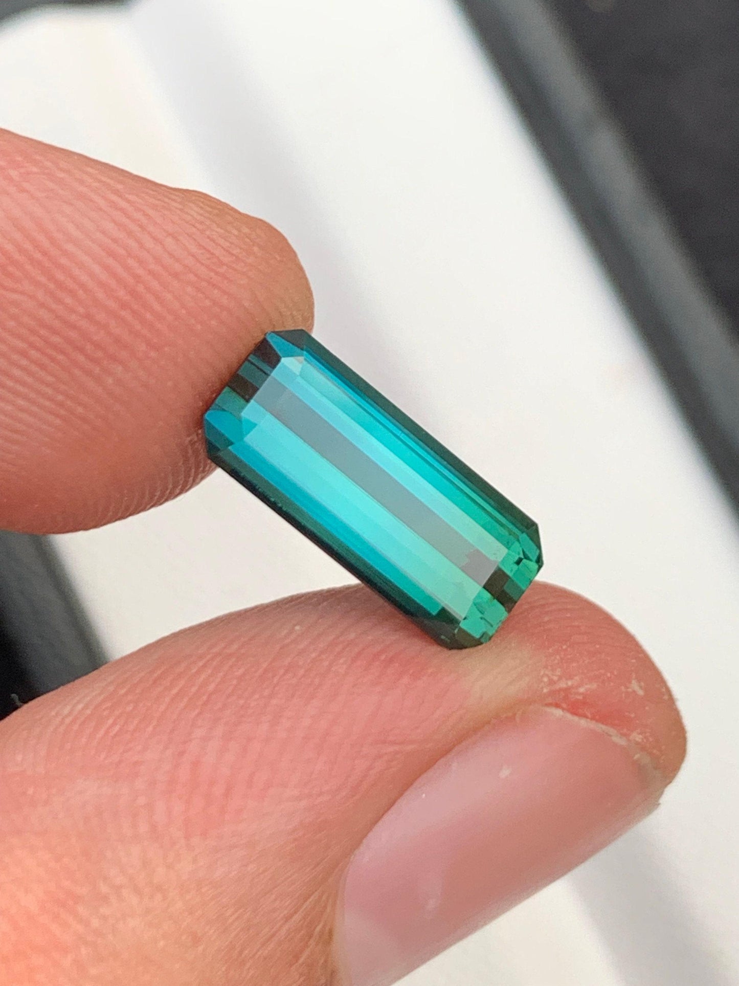Blue Green Tourmaline Faceted 3.30 ct - Ring Setting Gem