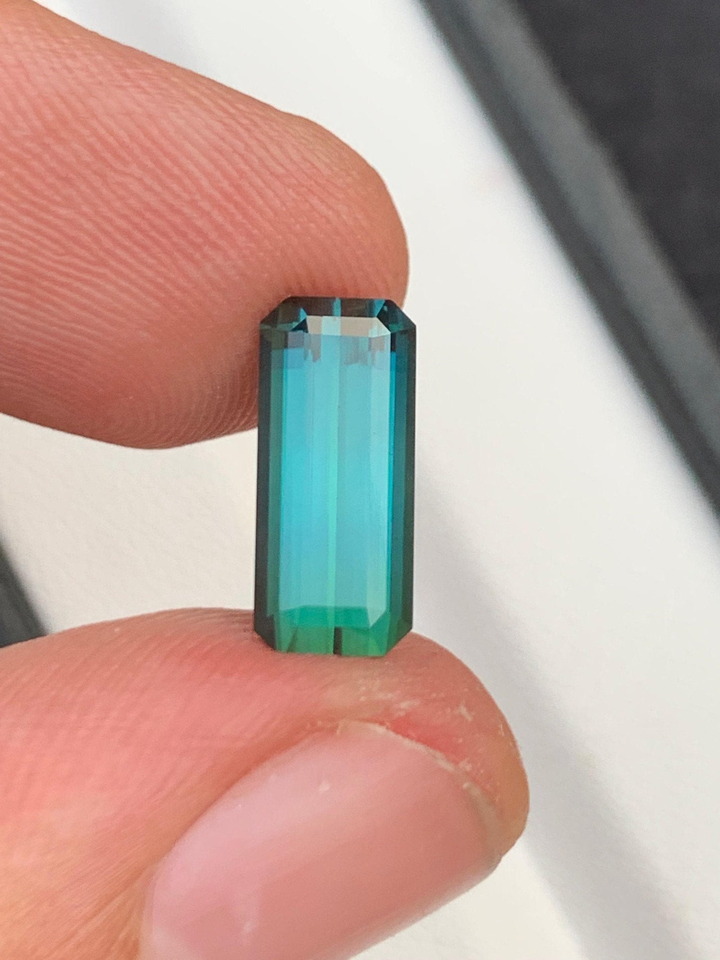 Blue Green Tourmaline Faceted 3.30 ct - Ring Setting Gem