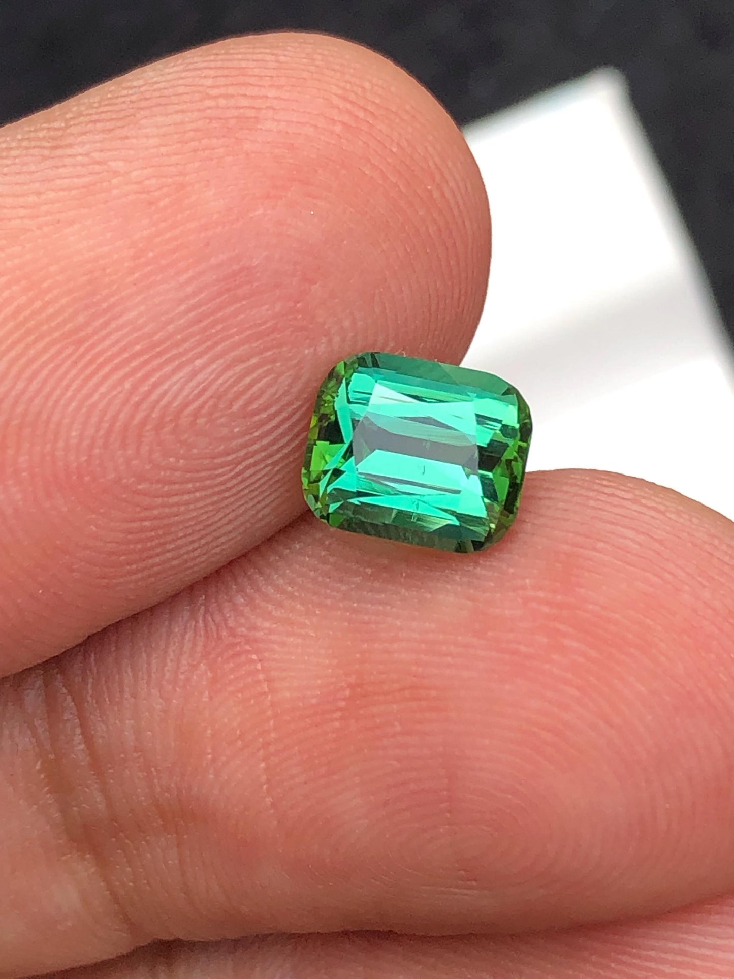 Bluish Green Tourmaline Faceted 1.55 ct - Calibrated Engagement Gem