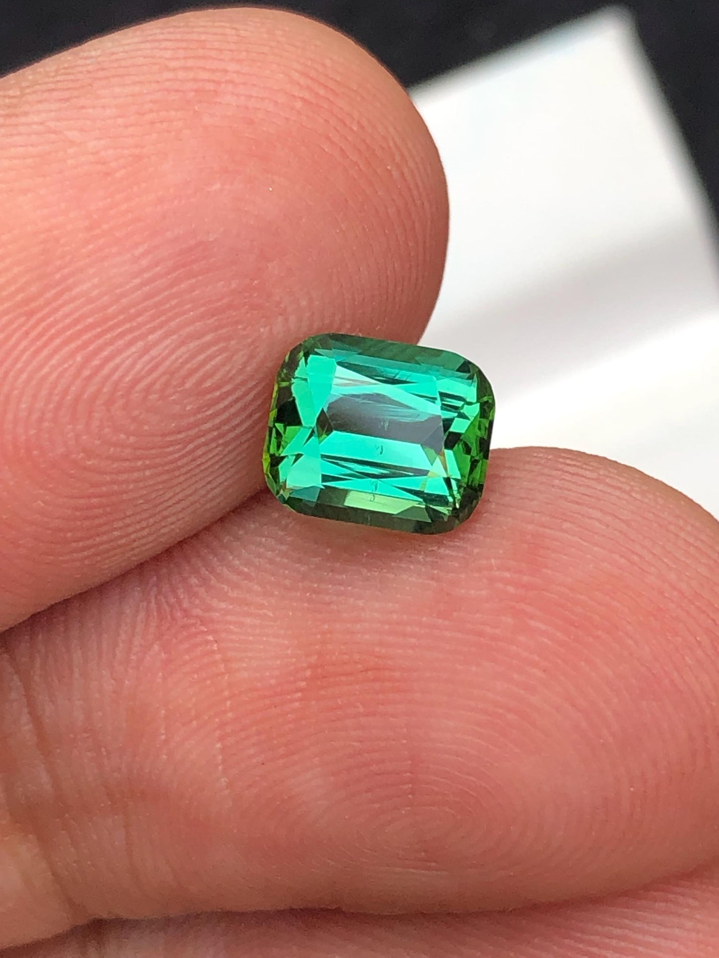 Bluish Green Tourmaline Faceted 1.55 ct - Calibrated Engagement Gem