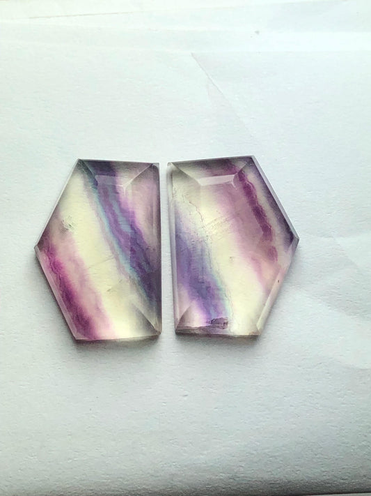 Rainbow Fluorite Rose Cut Pair 25.70 ct - Chakra Healing Crystals