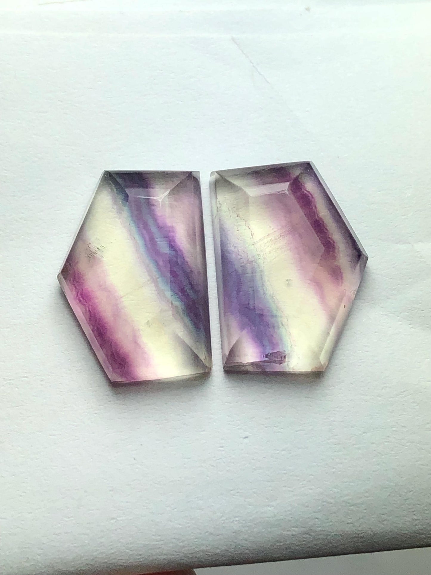 Rainbow Fluorite Rose Cut Pair 25.70 ct - Chakra Healing Crystals