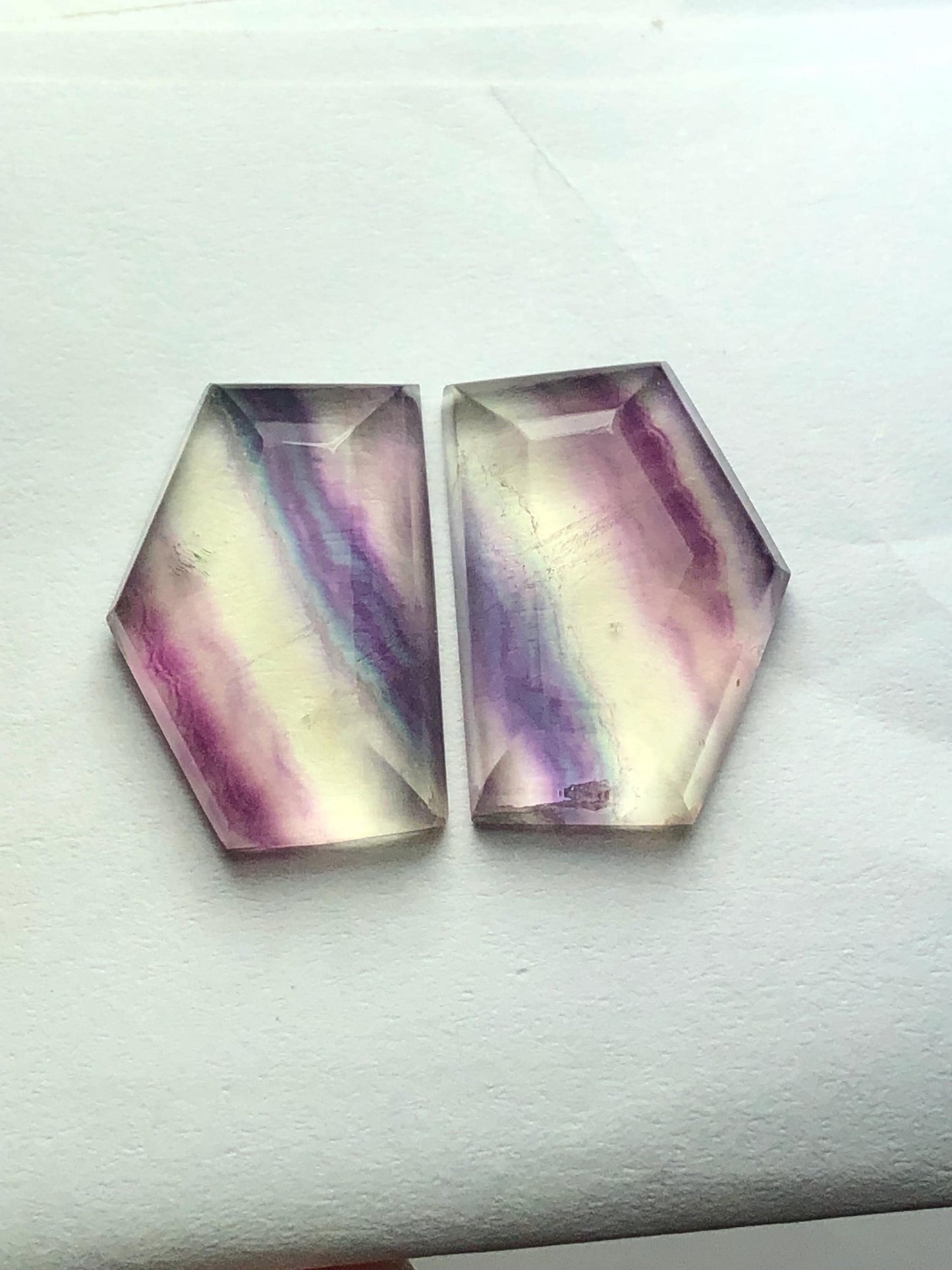 Rainbow Fluorite Rose Cut Pair 25.70 ct - Chakra Healing Crystals