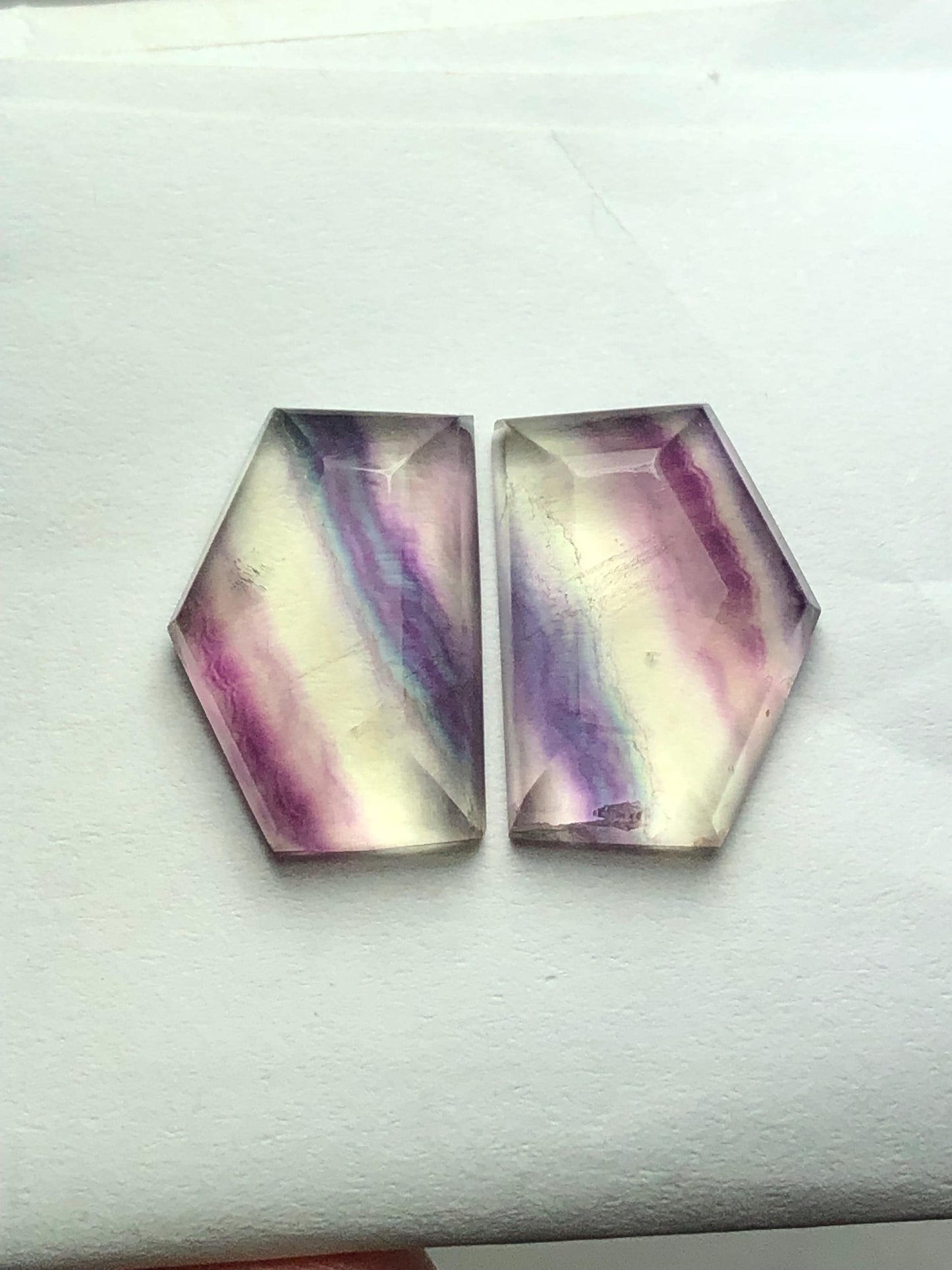 Rainbow Fluorite Rose Cut Pair 25.70 ct - Chakra Healing Crystals