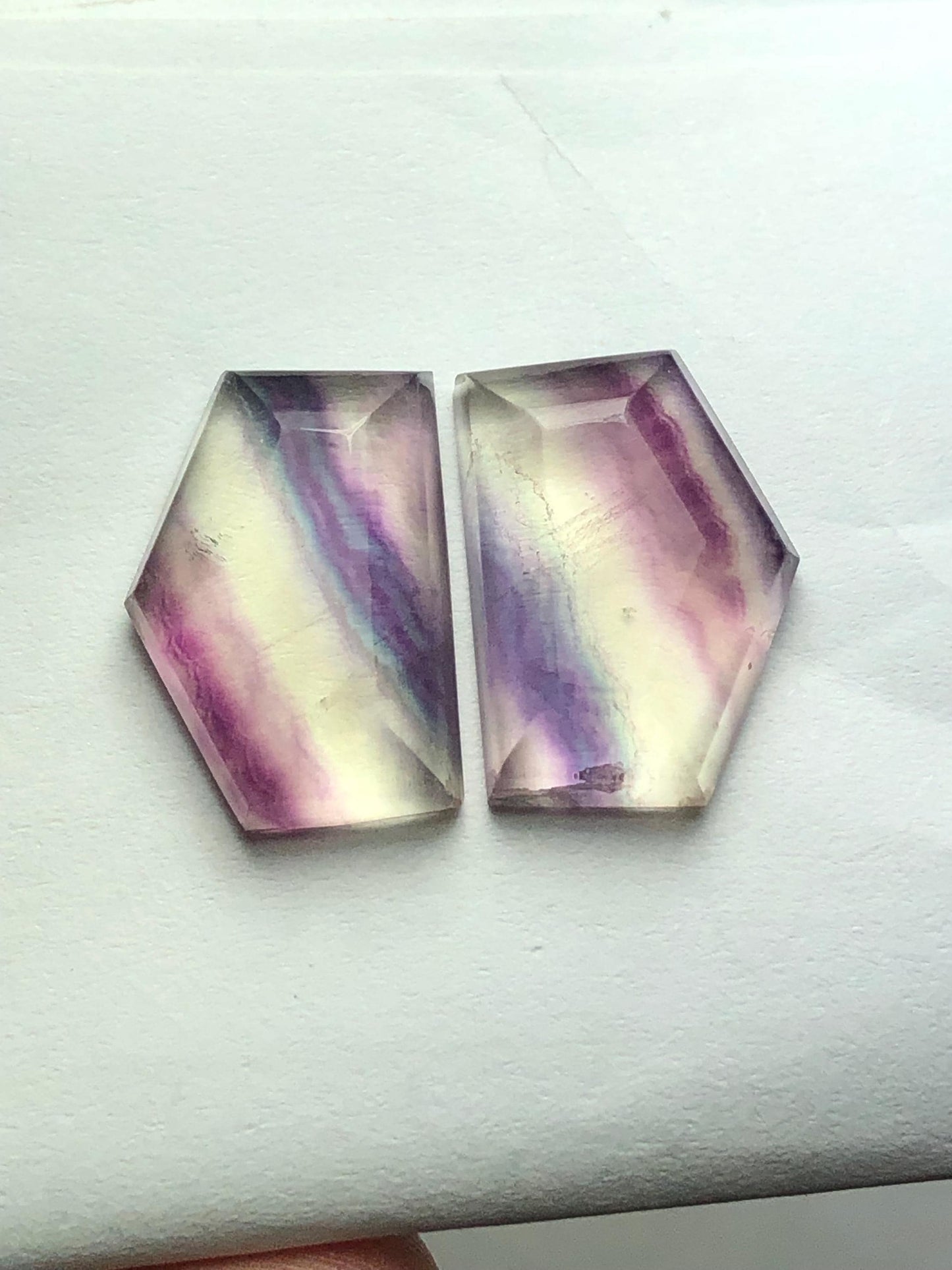 Rainbow Fluorite Rose Cut Pair 25.70 ct - Chakra Healing Crystals