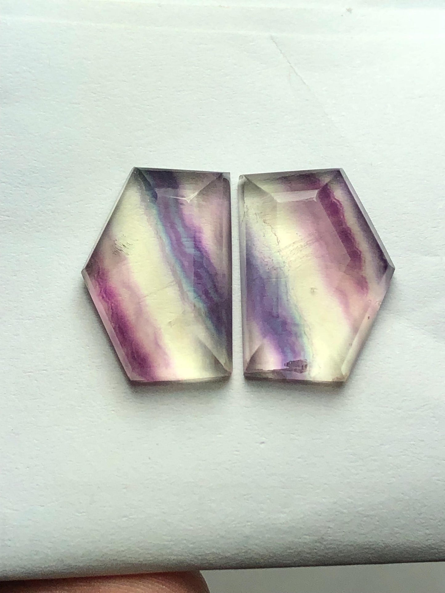 Rainbow Fluorite Rose Cut Pair 25.70 ct - Chakra Healing Crystals