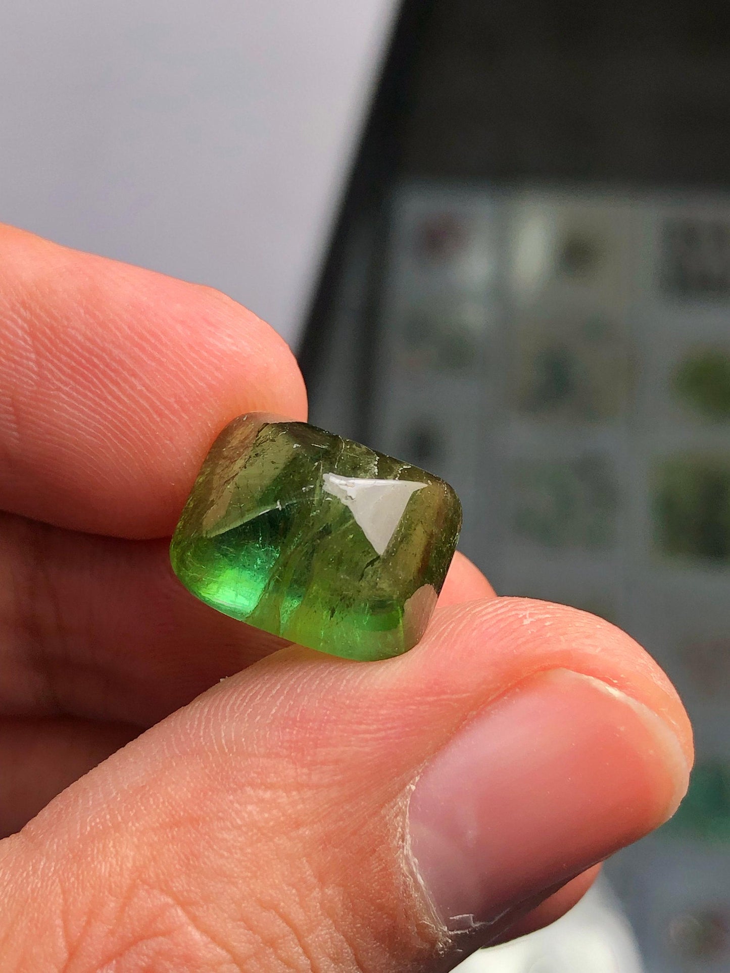 Green Tourmaline Cabochon 12 ct - Sugarloaf Engagement Cabochon