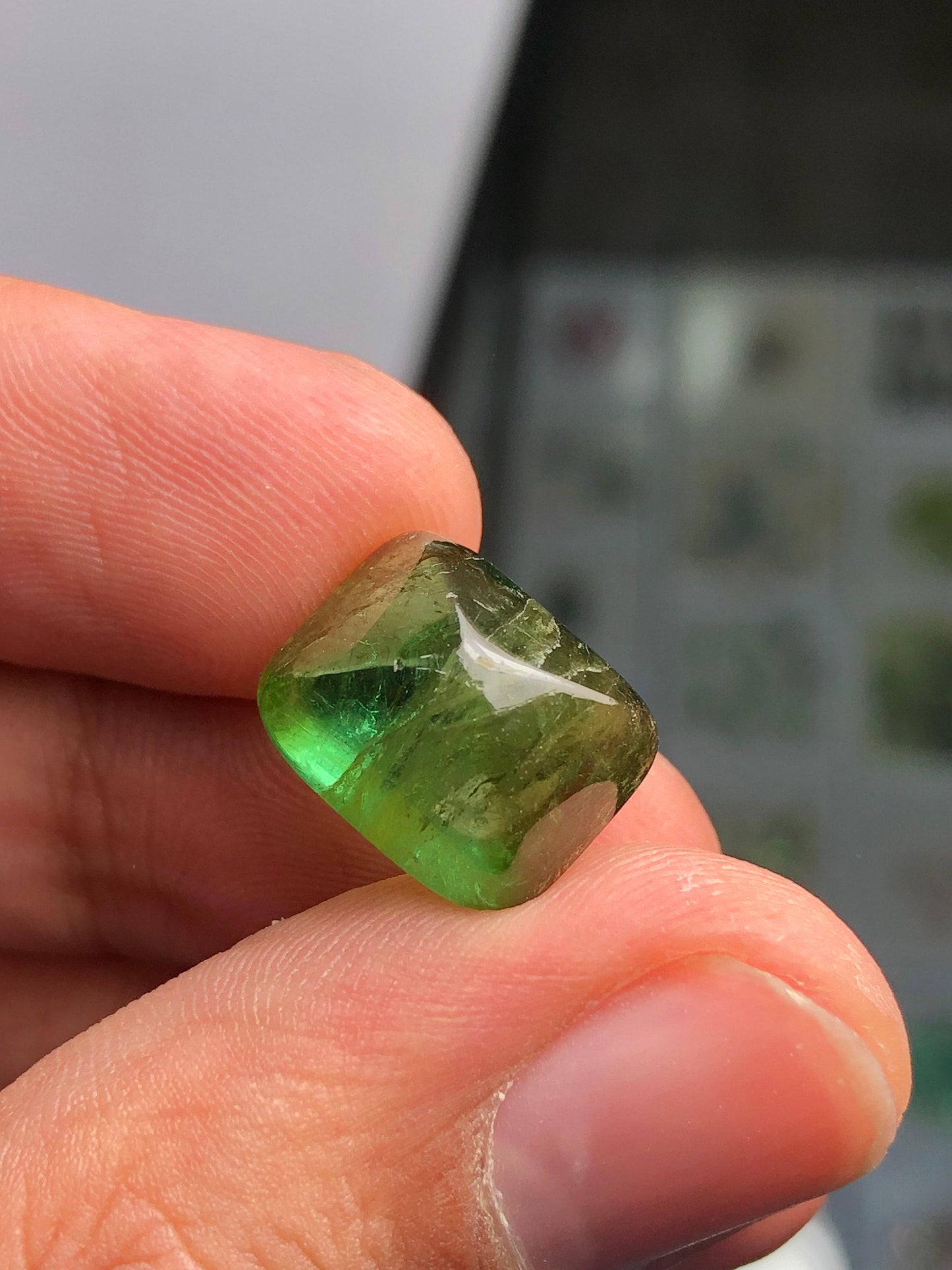 Green Tourmaline Cabochon 12 ct - Sugarloaf Engagement Cabochon