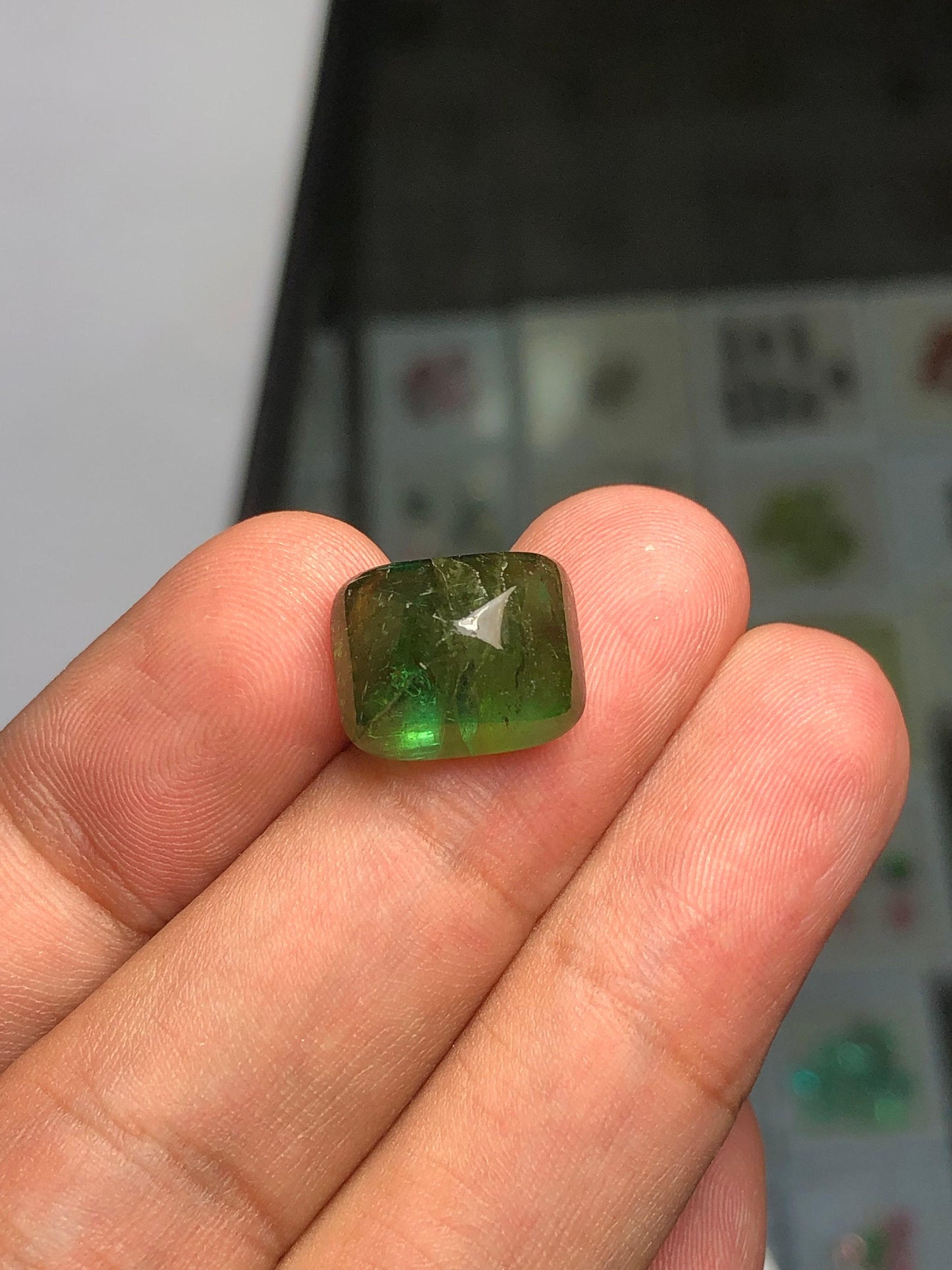 Green Tourmaline Cabochon 12 ct - Sugarloaf Engagement Cabochon