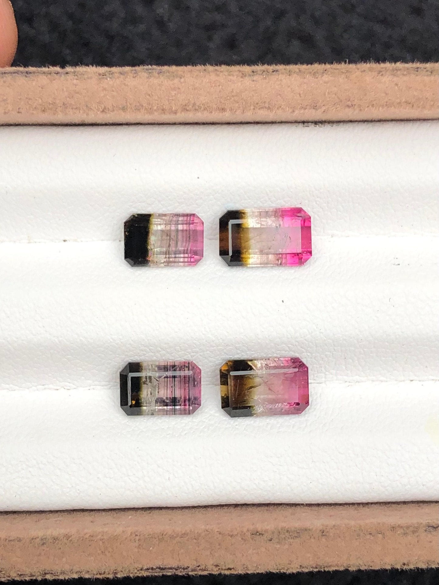 Bi Colour Tourmaline Faceted Pair 4.95 ct - Earrings Matching Pair