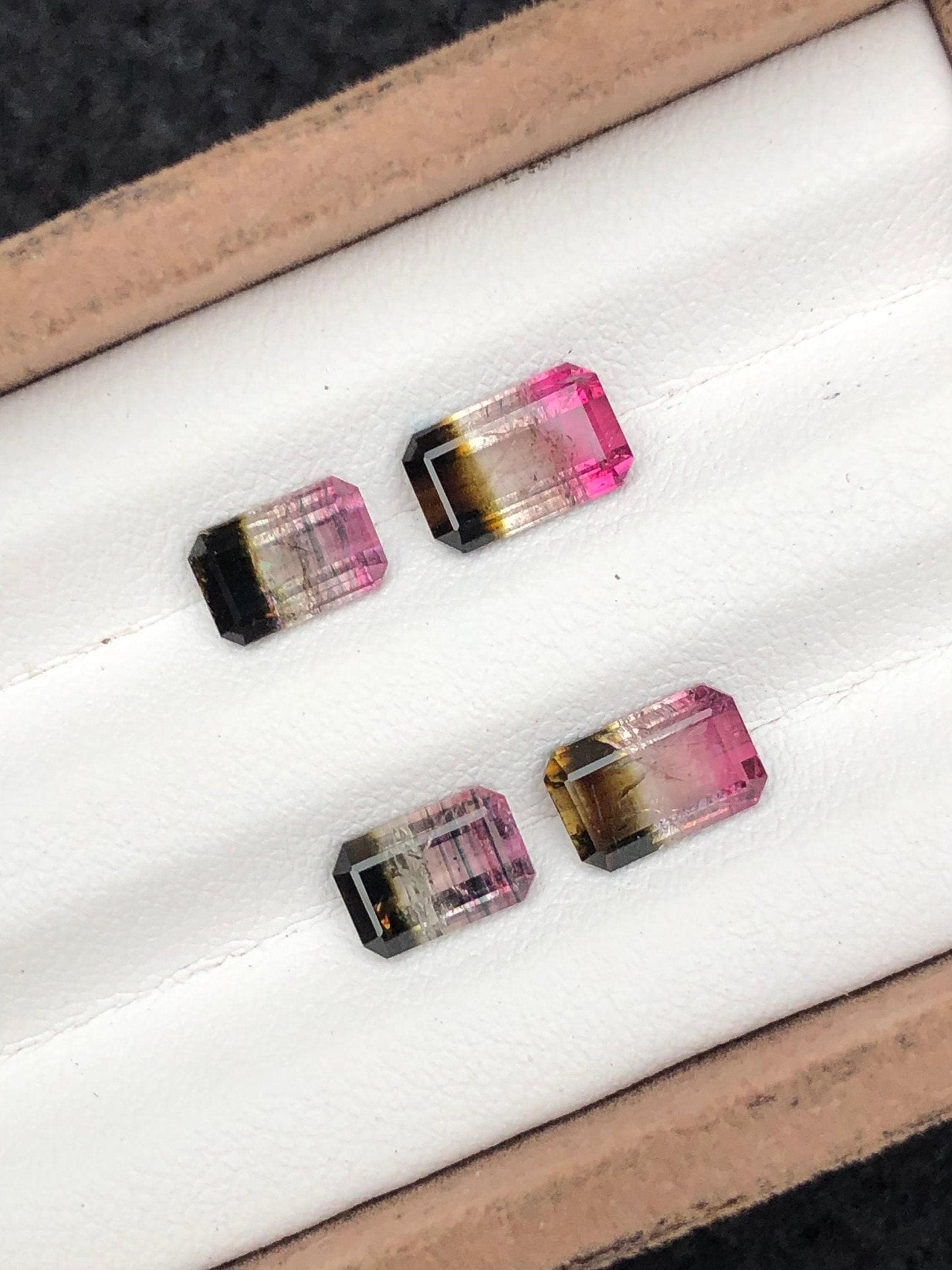 Bi Colour Tourmaline Faceted Pair 4.95 ct - Earrings Matching Pair