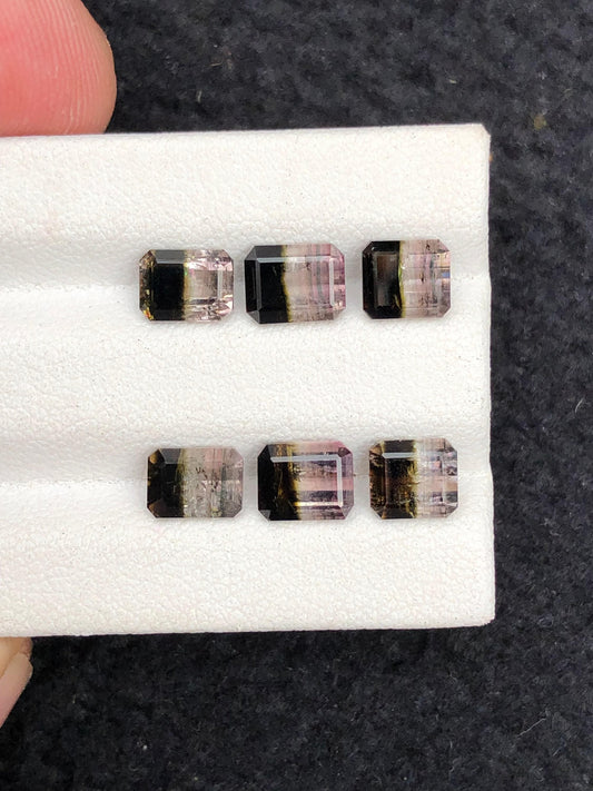 Bi Colour Tourmaline Faceted Pair 6.35 ct - Earrings Wedding Pair