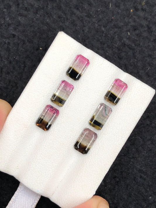 Bi Colour Tourmaline Faceted Pair 4.75 ct - Wedding Jewelry Gems