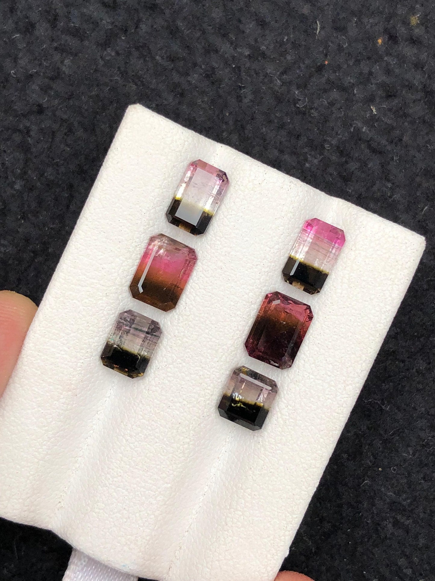 Bi Colour Tourmaline Faceted Pair 5.85 ct - Calibrated Ring Stones