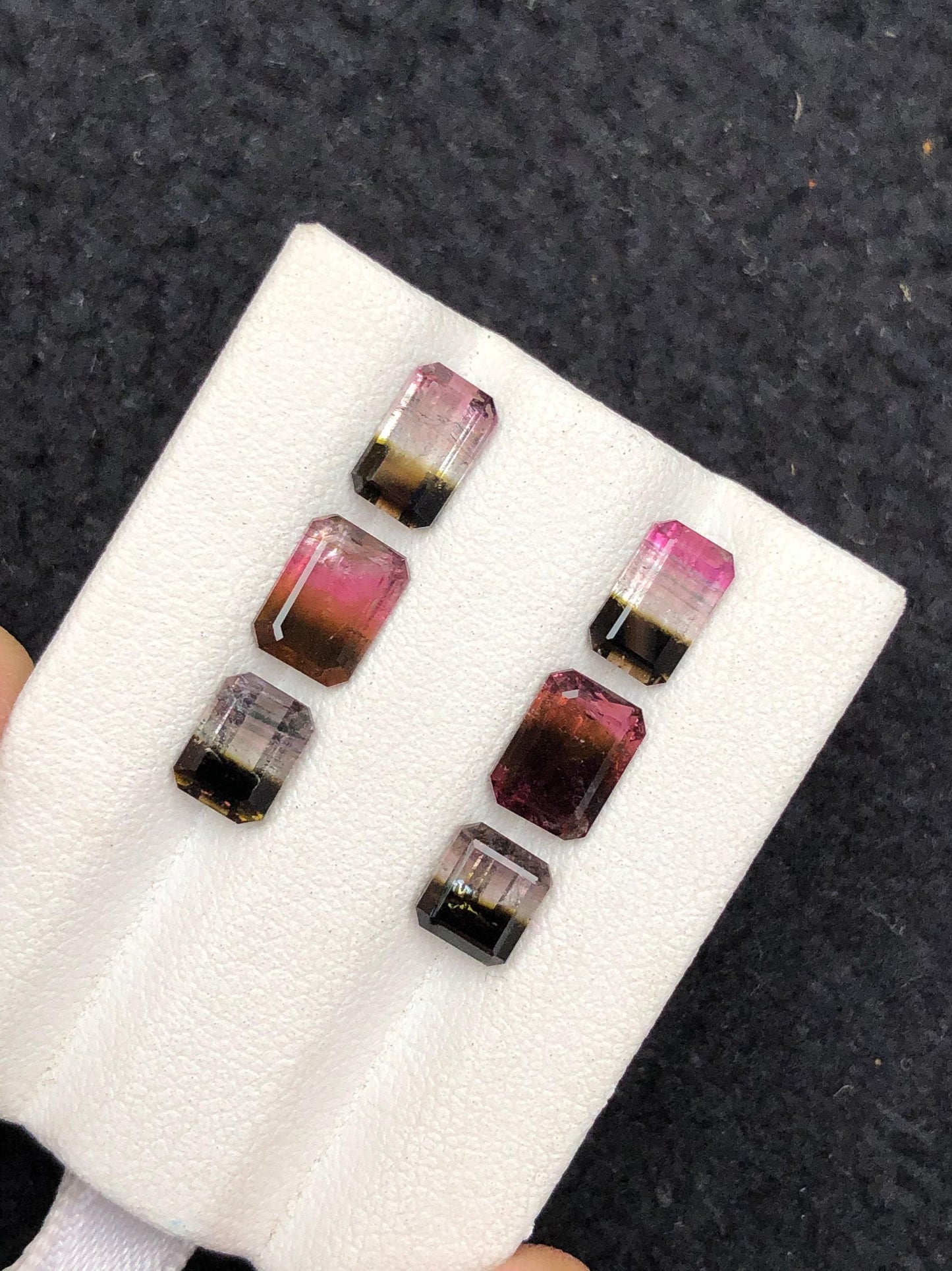 Bi Colour Tourmaline Faceted Pair 5.85 ct - Calibrated Ring Stones